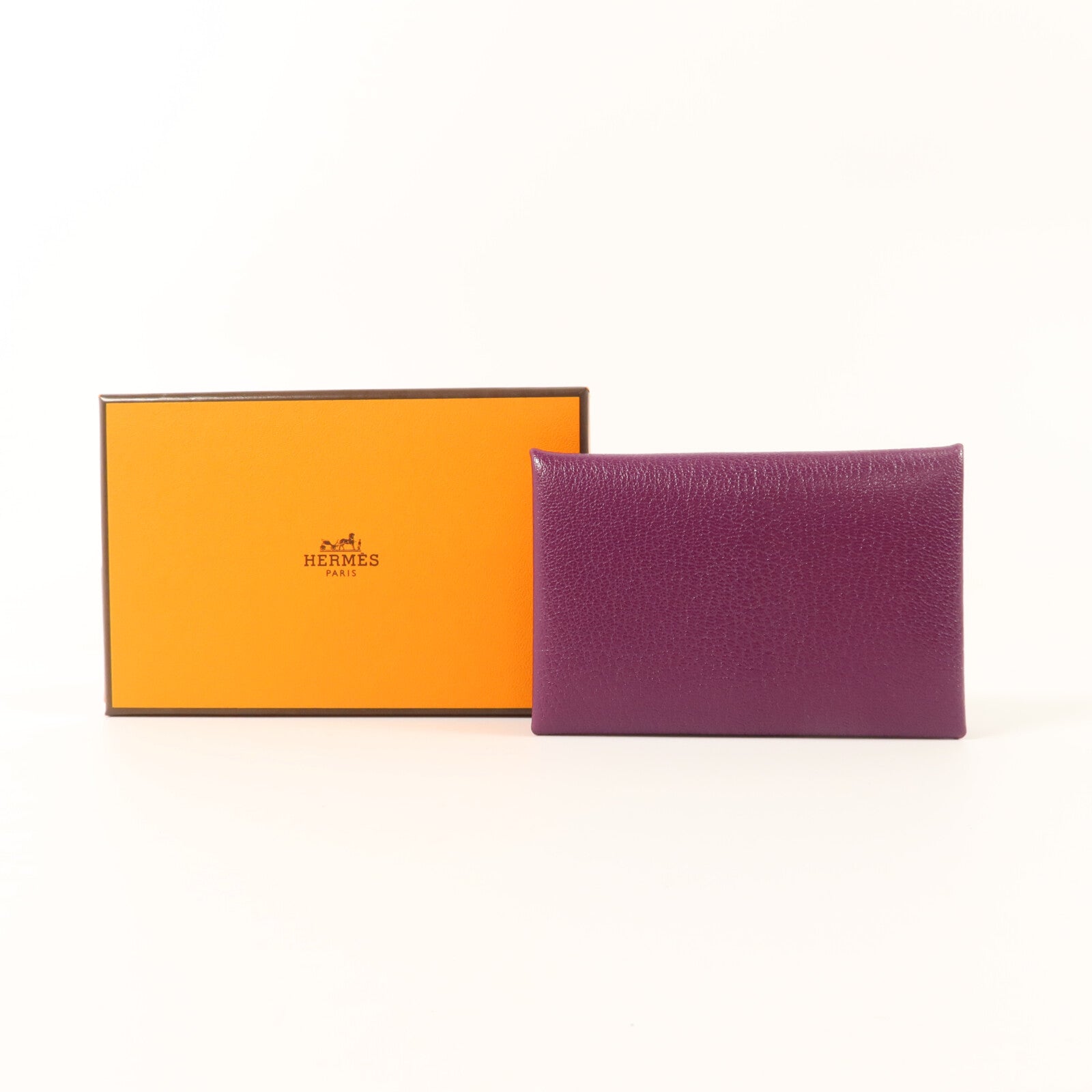 HERMES Chevre皮革Calvi Card Holder卡片套Anemone