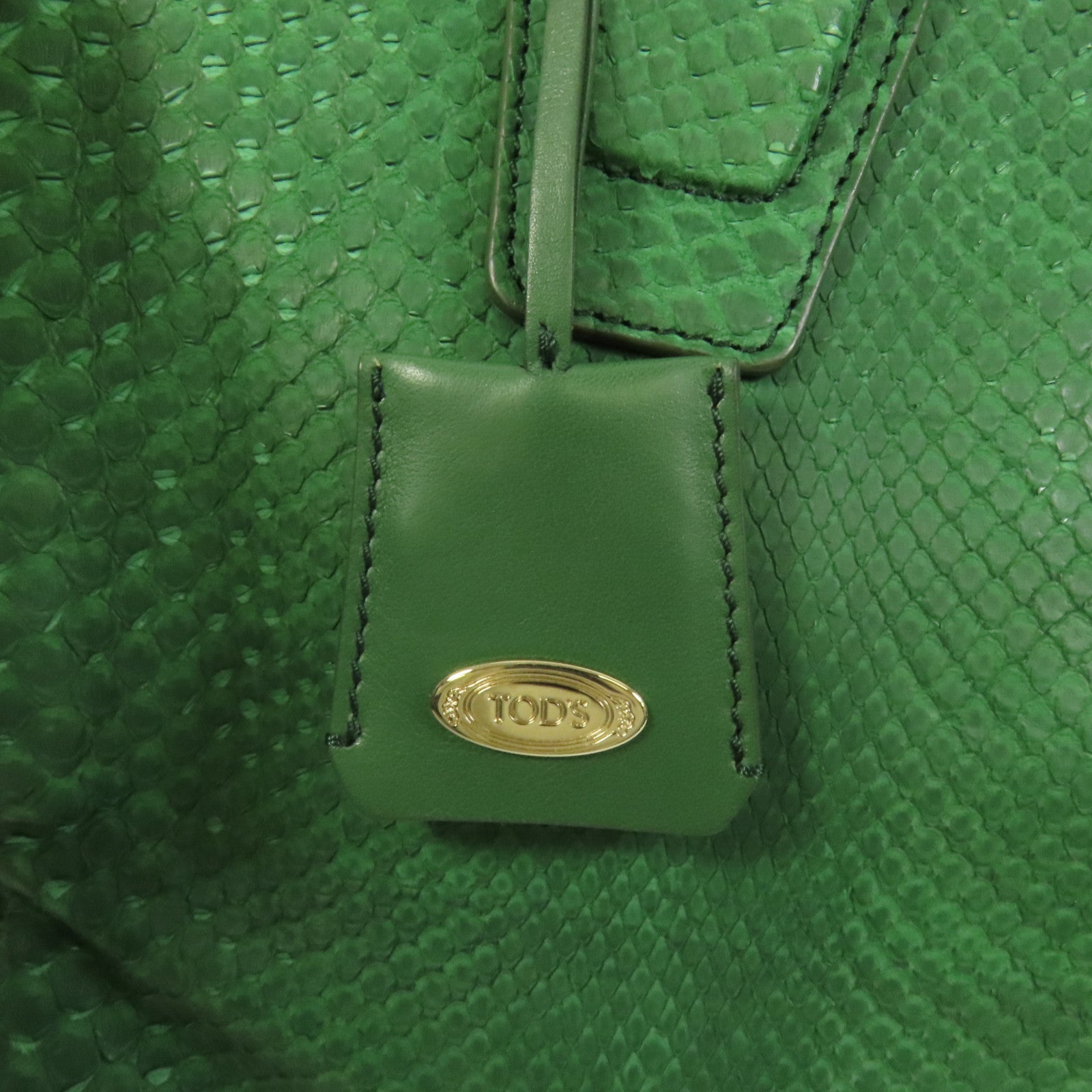 TOD'S 牛皮皮革/蛇皮皮革Tote Bag金扣手挽袋