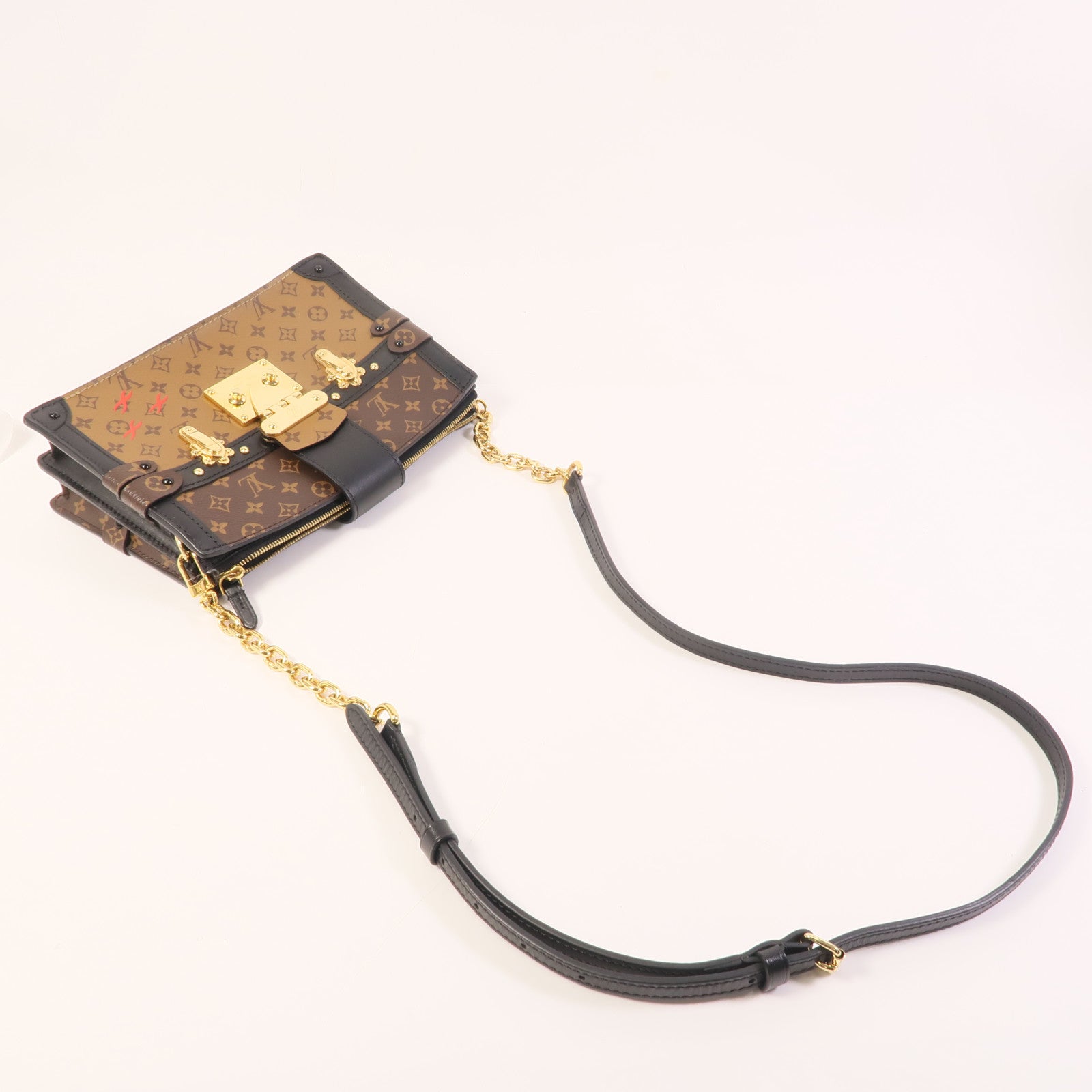 LOUIS VUITTON 【激減優惠】Monogram Reverse Trunk Clutch金扣肩背袋