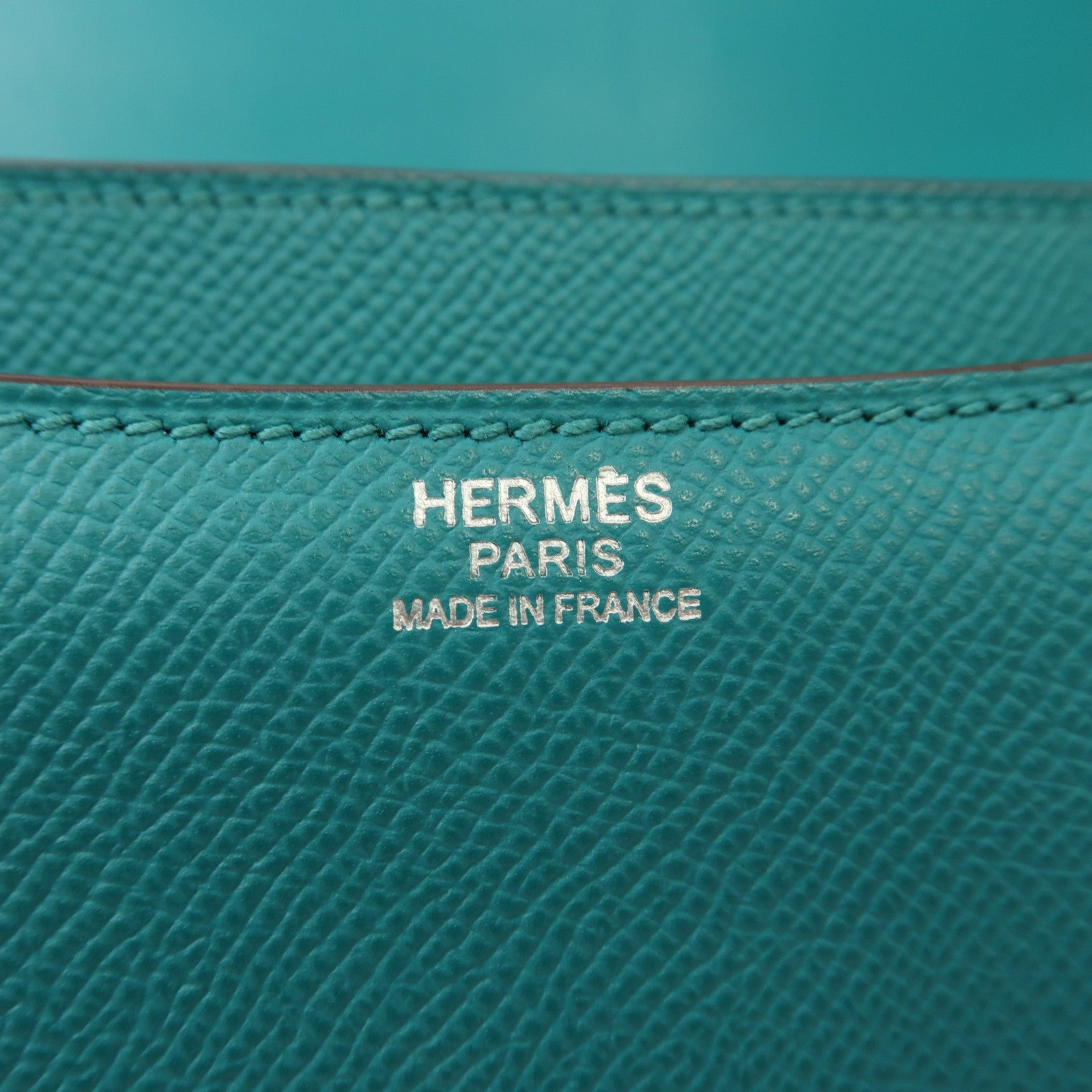 HERMES 【激減優惠】Epsom皮革Constance 24銀扣肩背袋7F/Bleu Paon孔雀藍色