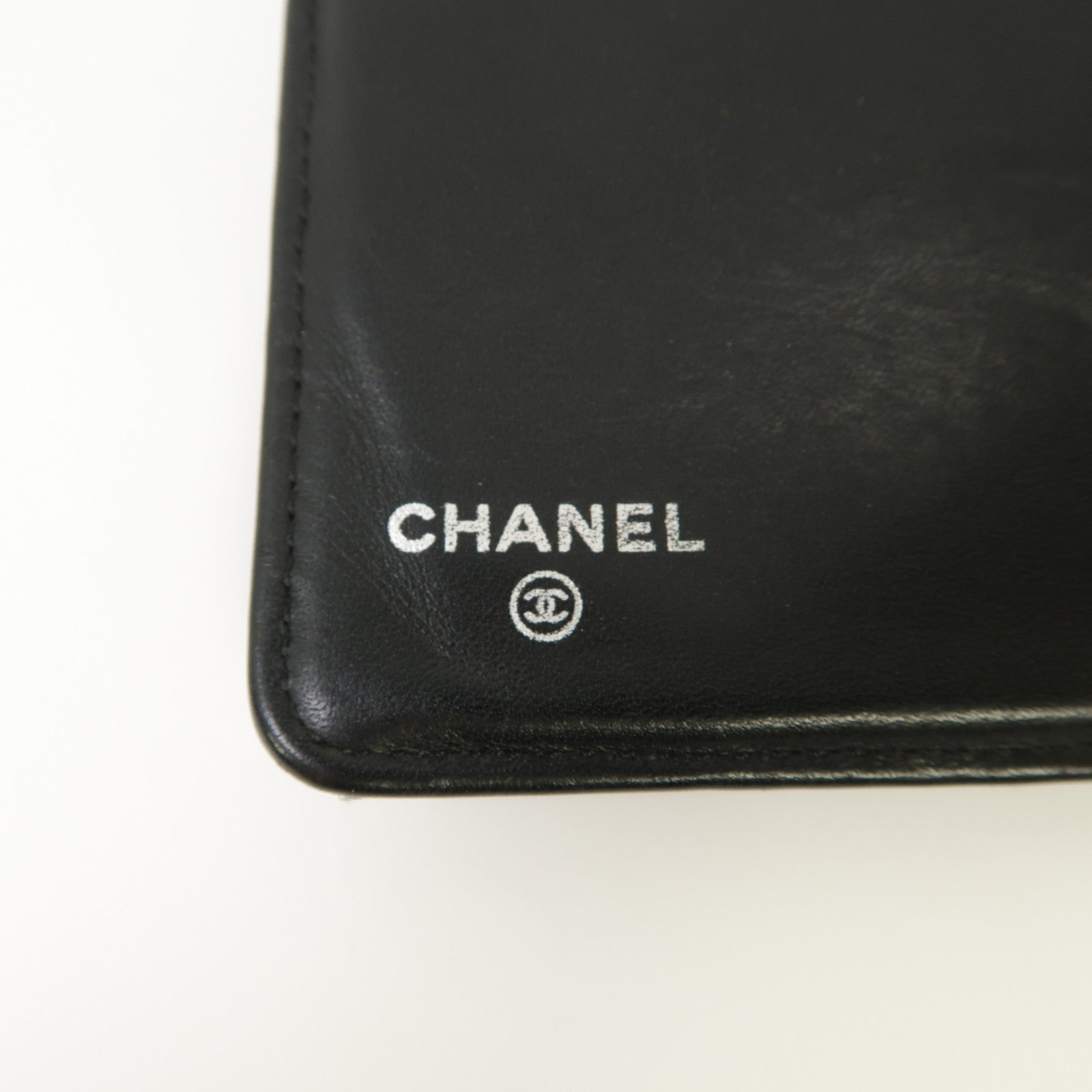 CHANEL 菱格牛皮皮革Long Wallet銀扣長錢包黑色