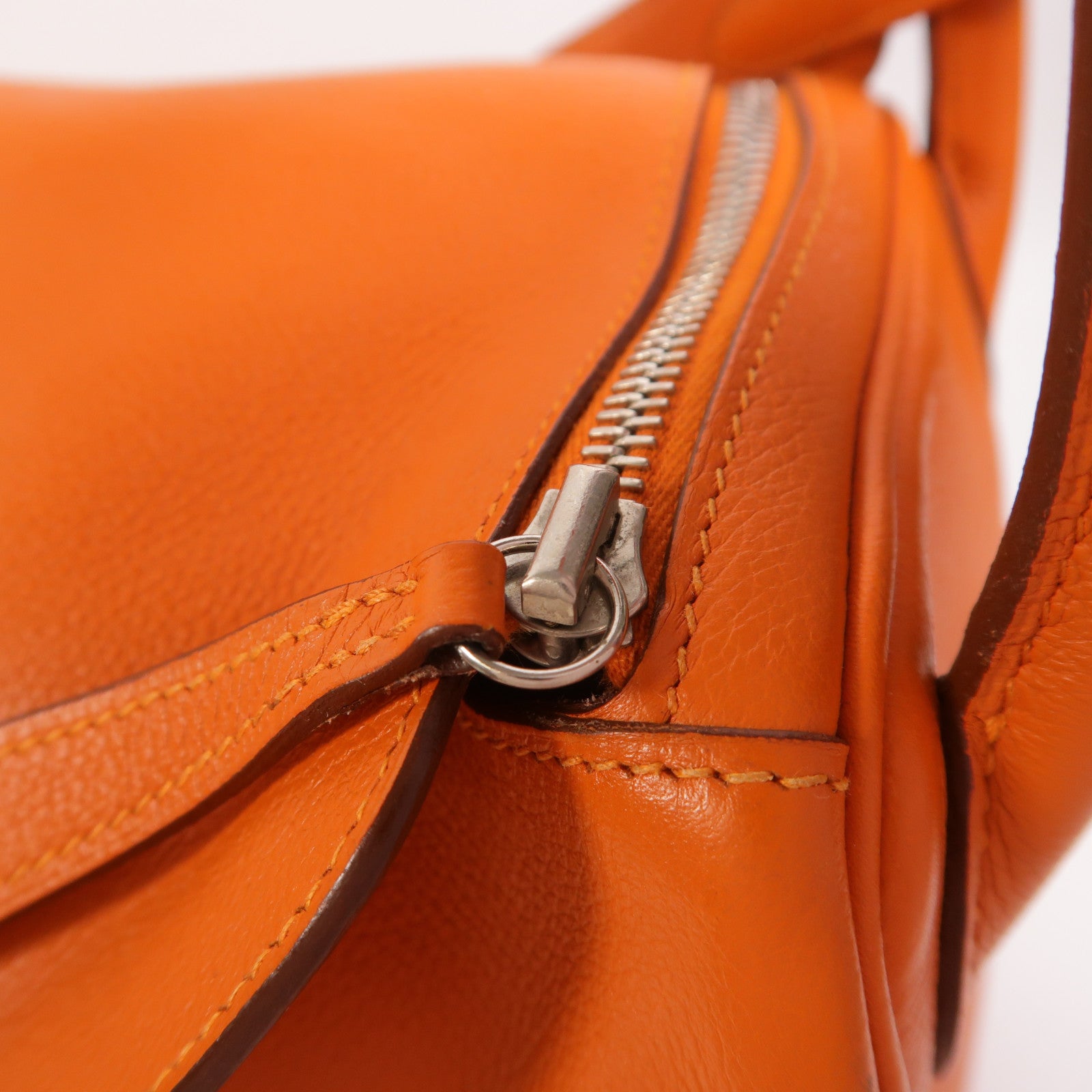 HERMES Clemence皮革Lindy 30銀扣手挽肩背兩用袋Orange