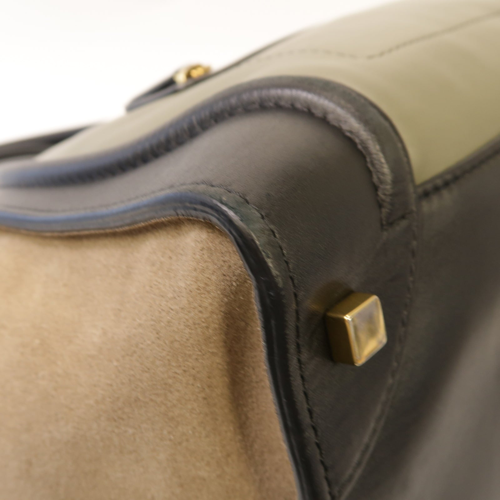 CELINE 牛皮皮革Luggage Bag金扣手挽袋黑色/綠色/灰色