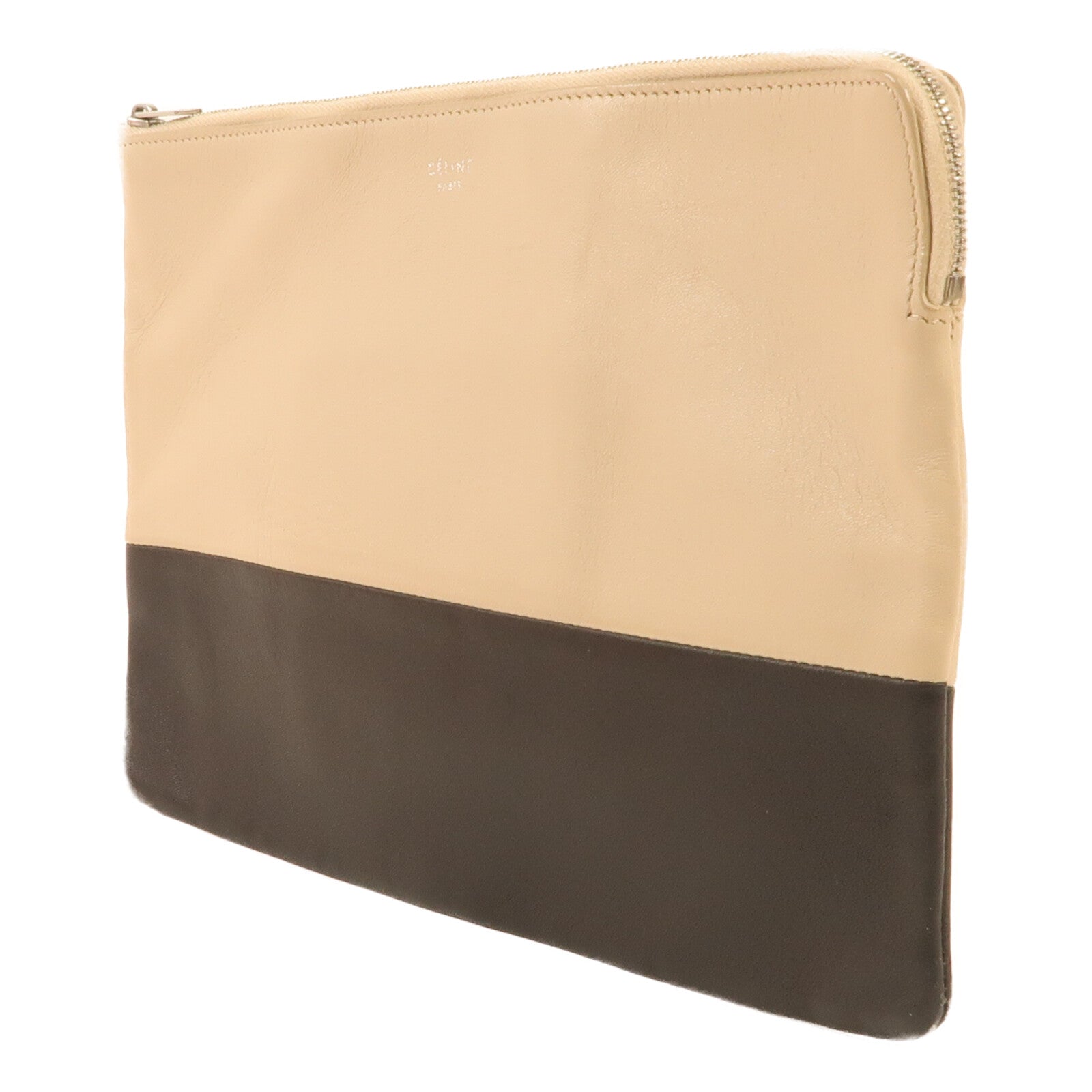 CELINE 牛皮皮革Clutch Bag銀扣手拿包