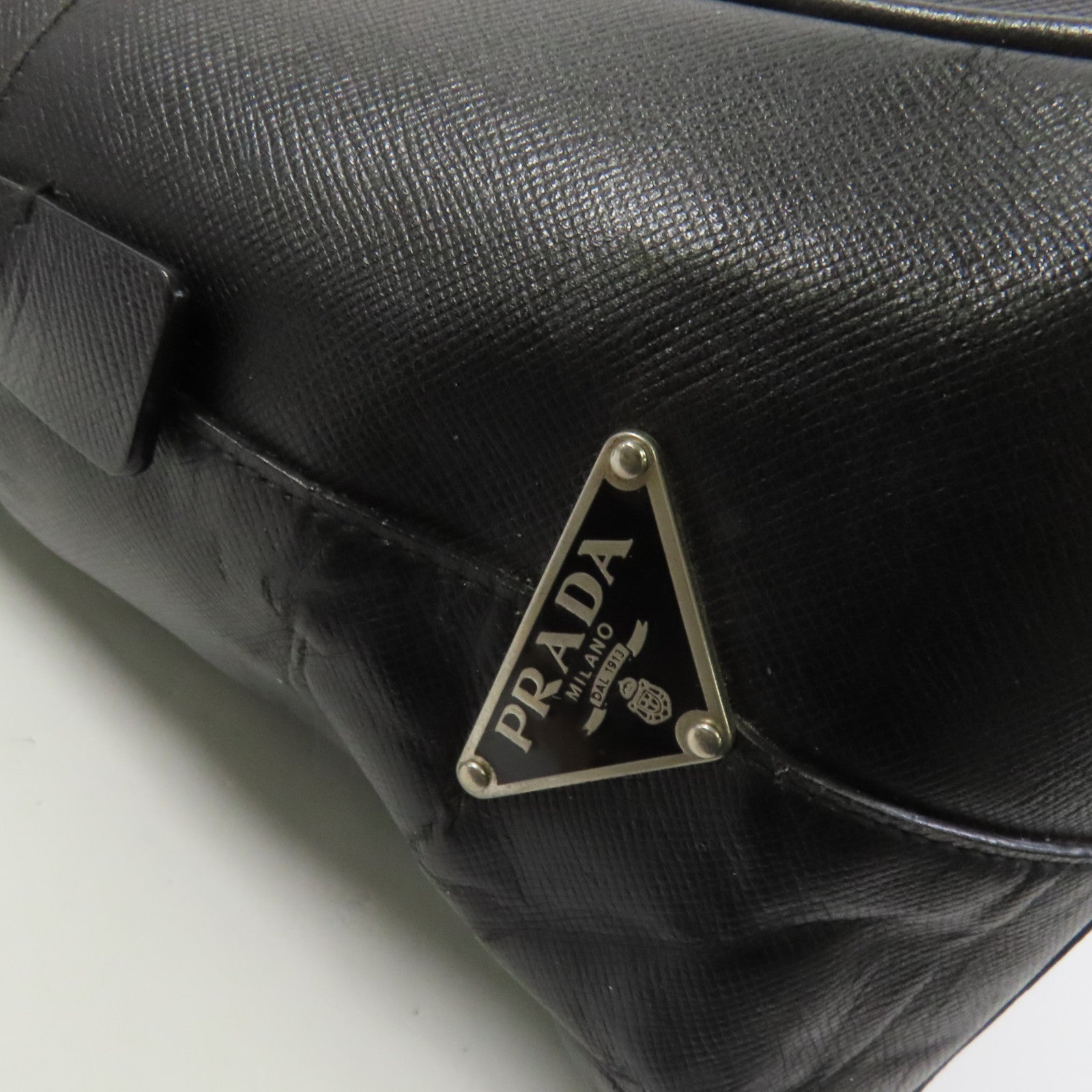 PRADA 牛皮皮革Briefcase銀扣手挽袋