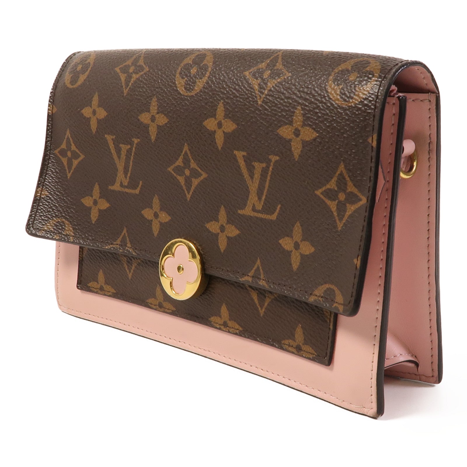 LOUIS VUITTON Monogram Flore Chain Wallet金扣鏈帶肩背袋