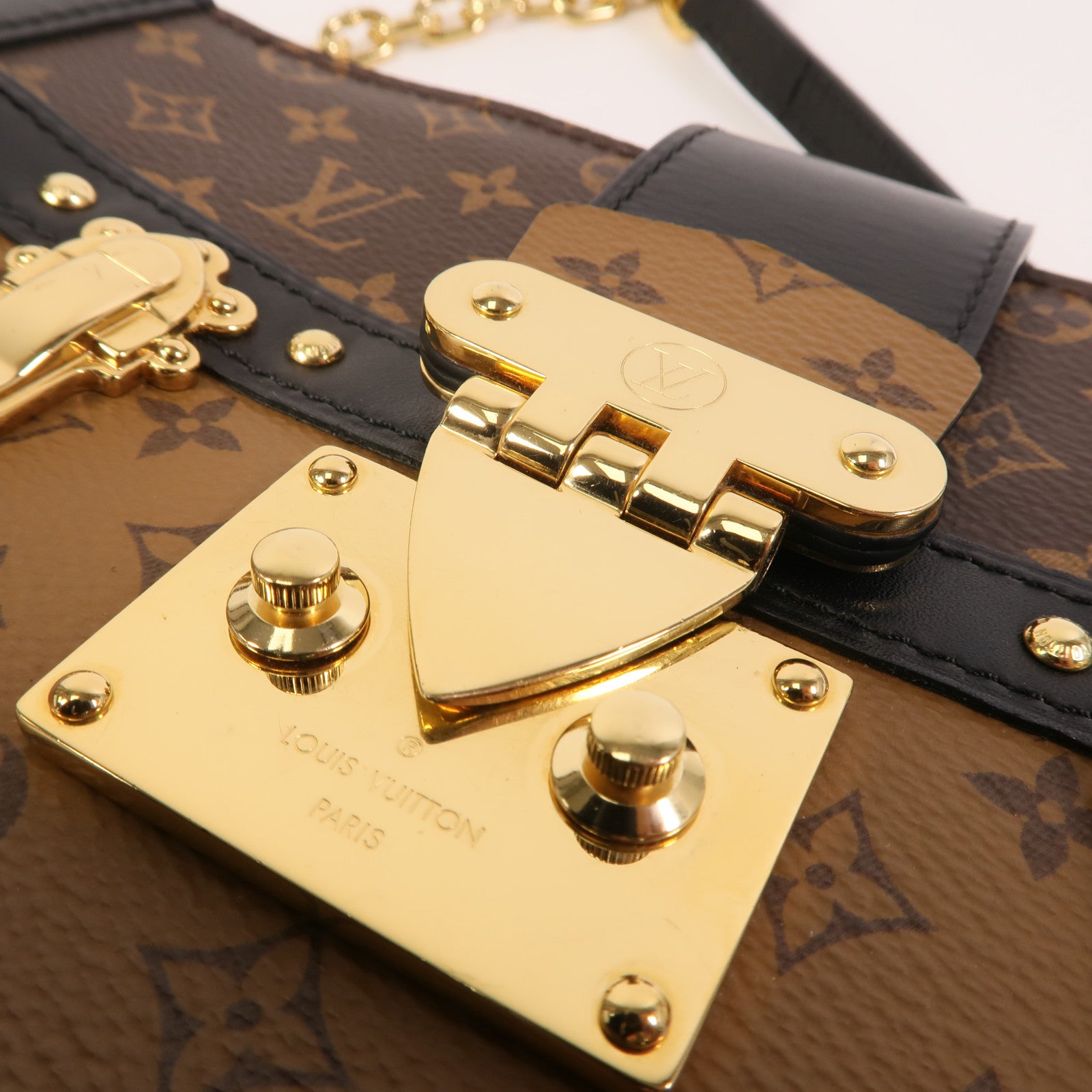 LOUIS VUITTON 【激減優惠】Monogram Reverse Trunk Clutch金扣肩背袋