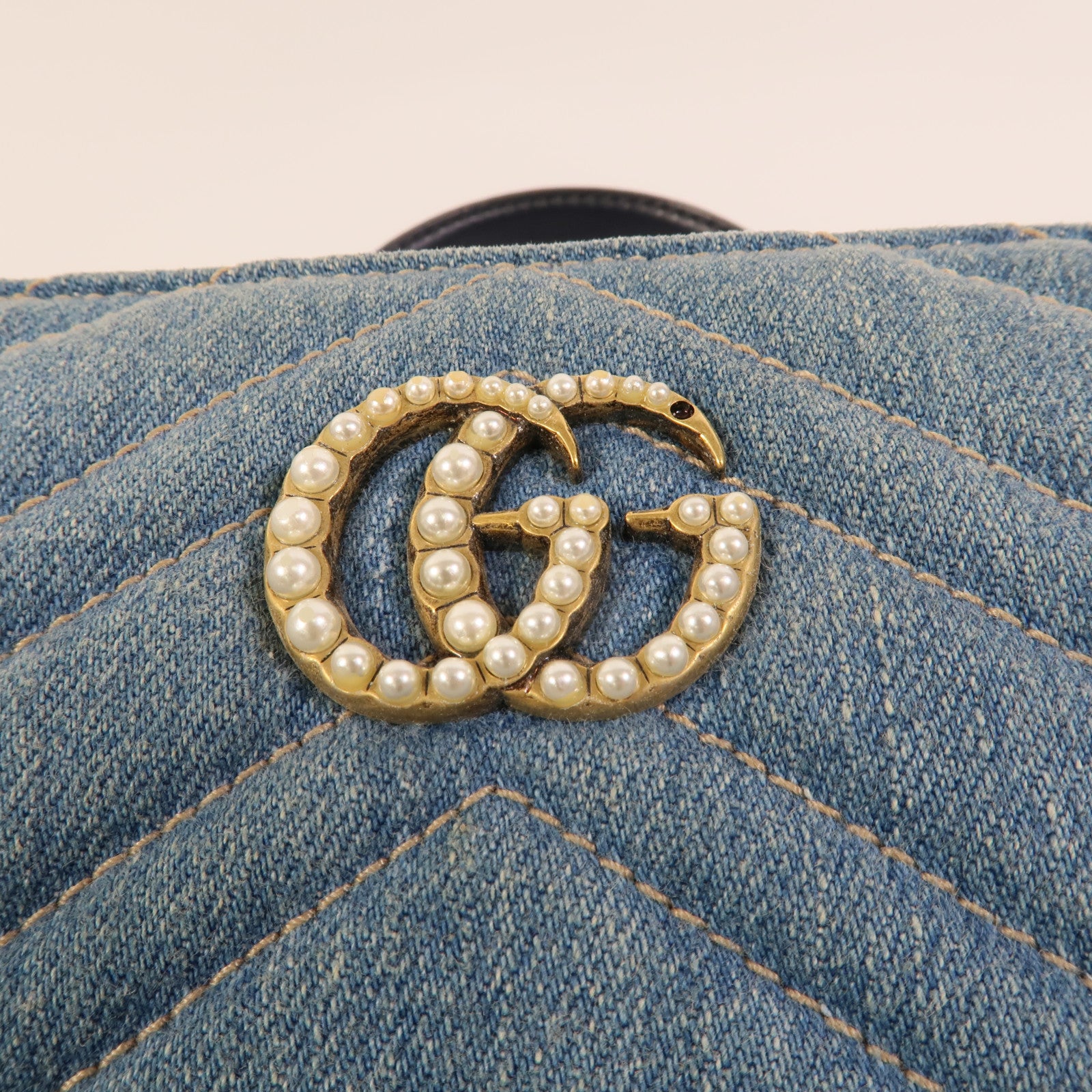 GUCCI Denim GG Marmont Matelasse手挽肩背兩用袋