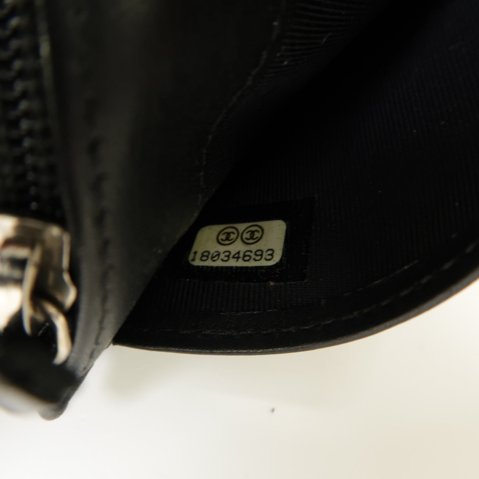 CHANEL 菱格牛皮皮革Long Wallet銀扣長錢包黑色