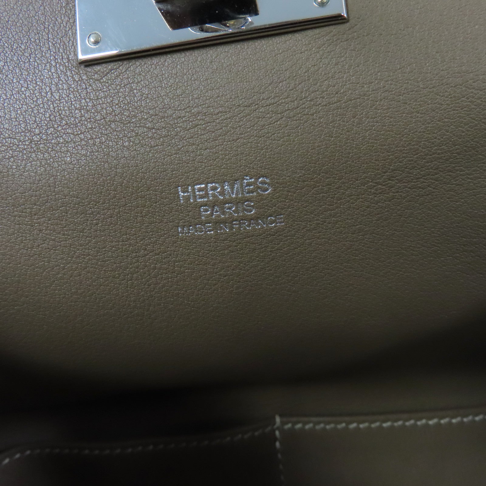 HERMES Swift皮革Tool Box 20銀扣手挽肩背兩用袋Etoupe大象灰色