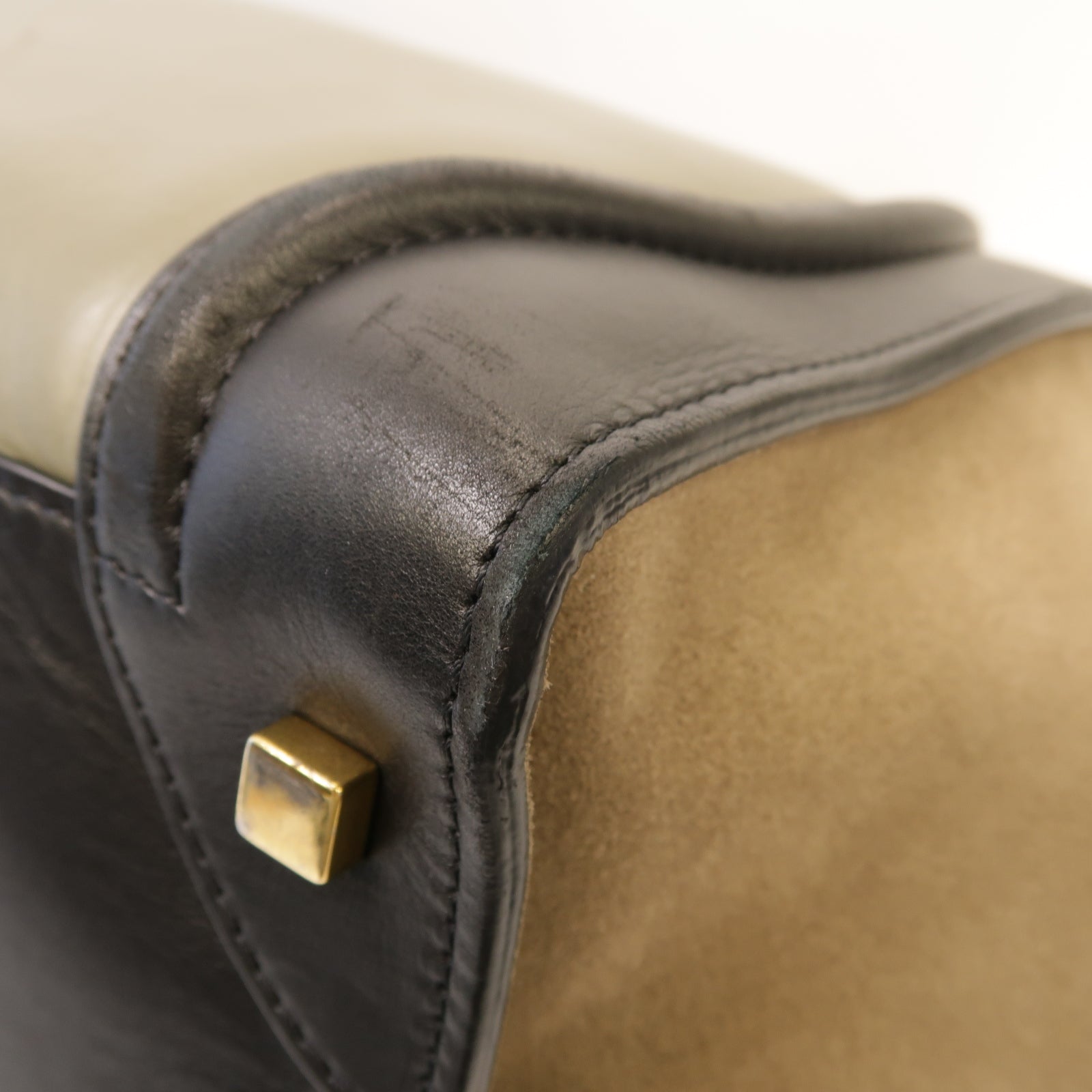 CELINE 牛皮皮革Luggage Bag金扣手挽袋黑色/綠色/灰色