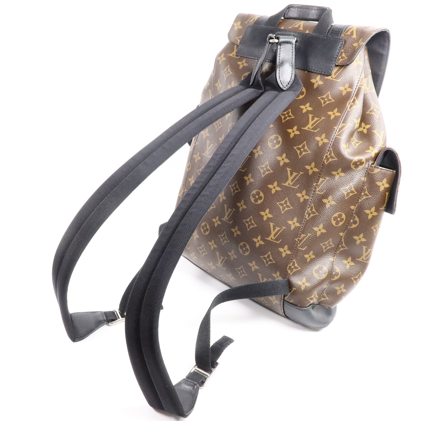LOUIS VUITTON Monogram Macassar Christopher MM銀扣背包
