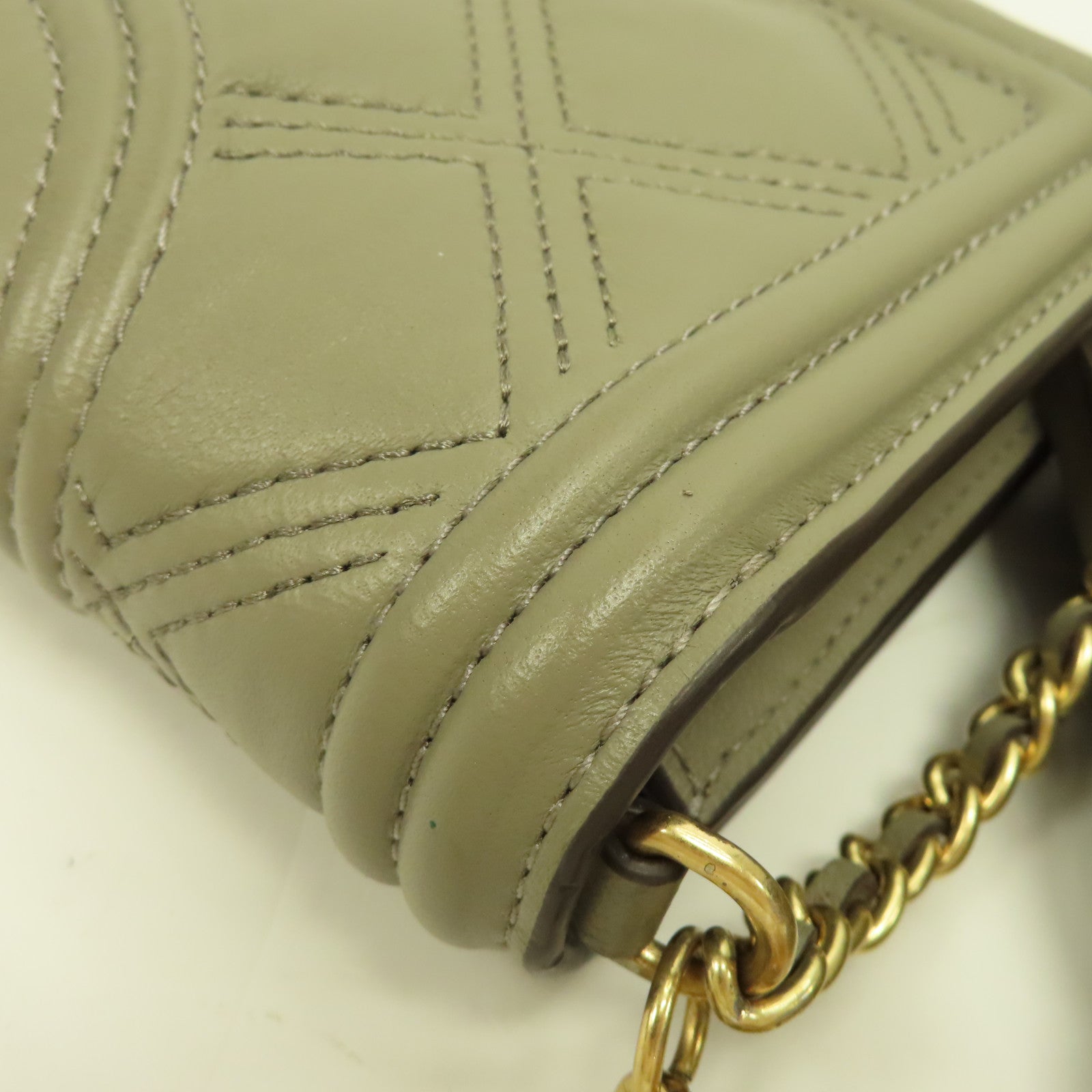 Tory Burch 牛皮皮革Chain Shoulder Bag金扣鏈帶肩背袋灰色