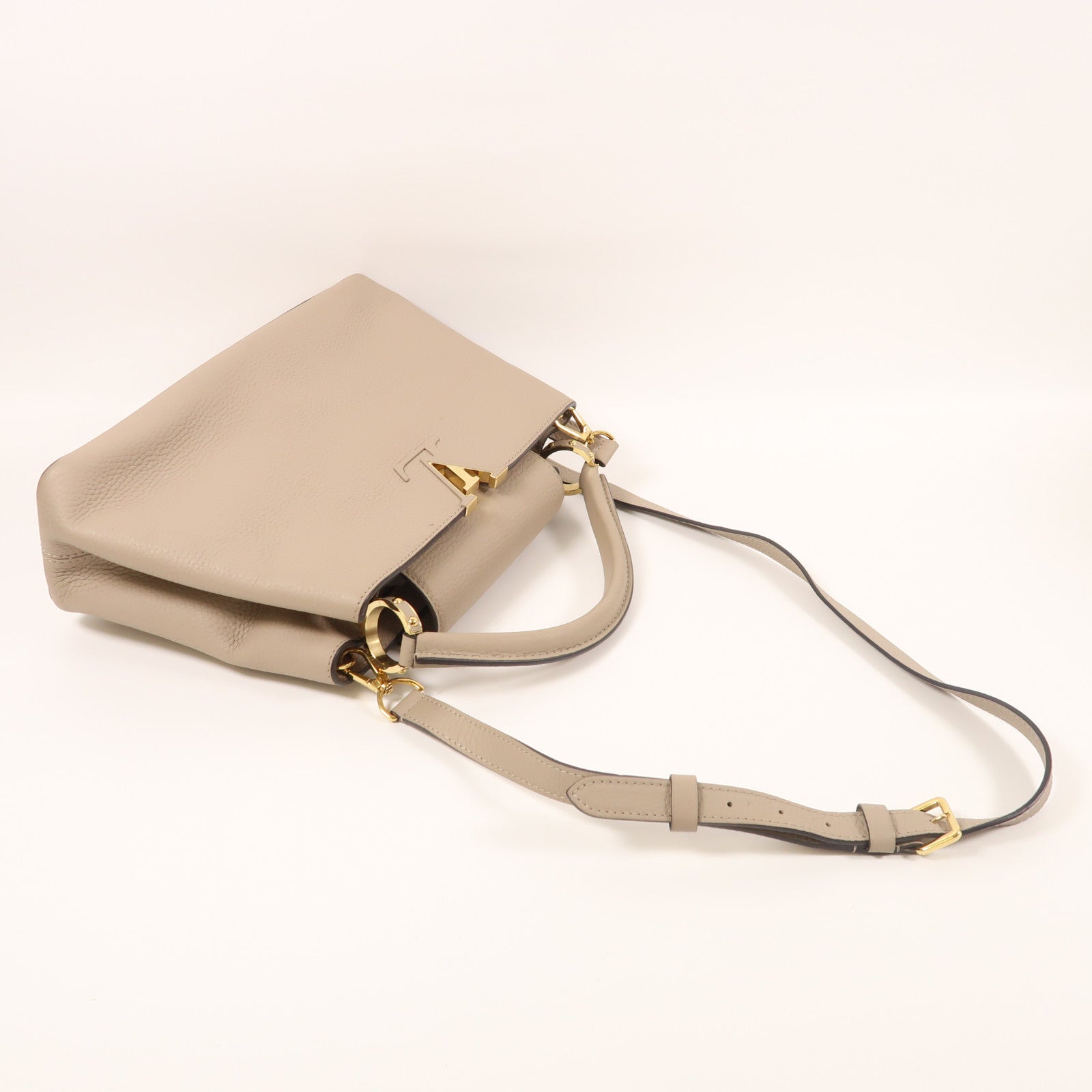 LOUIS VUITTON 牛皮皮革Capucines MM金扣手挽肩背兩用袋