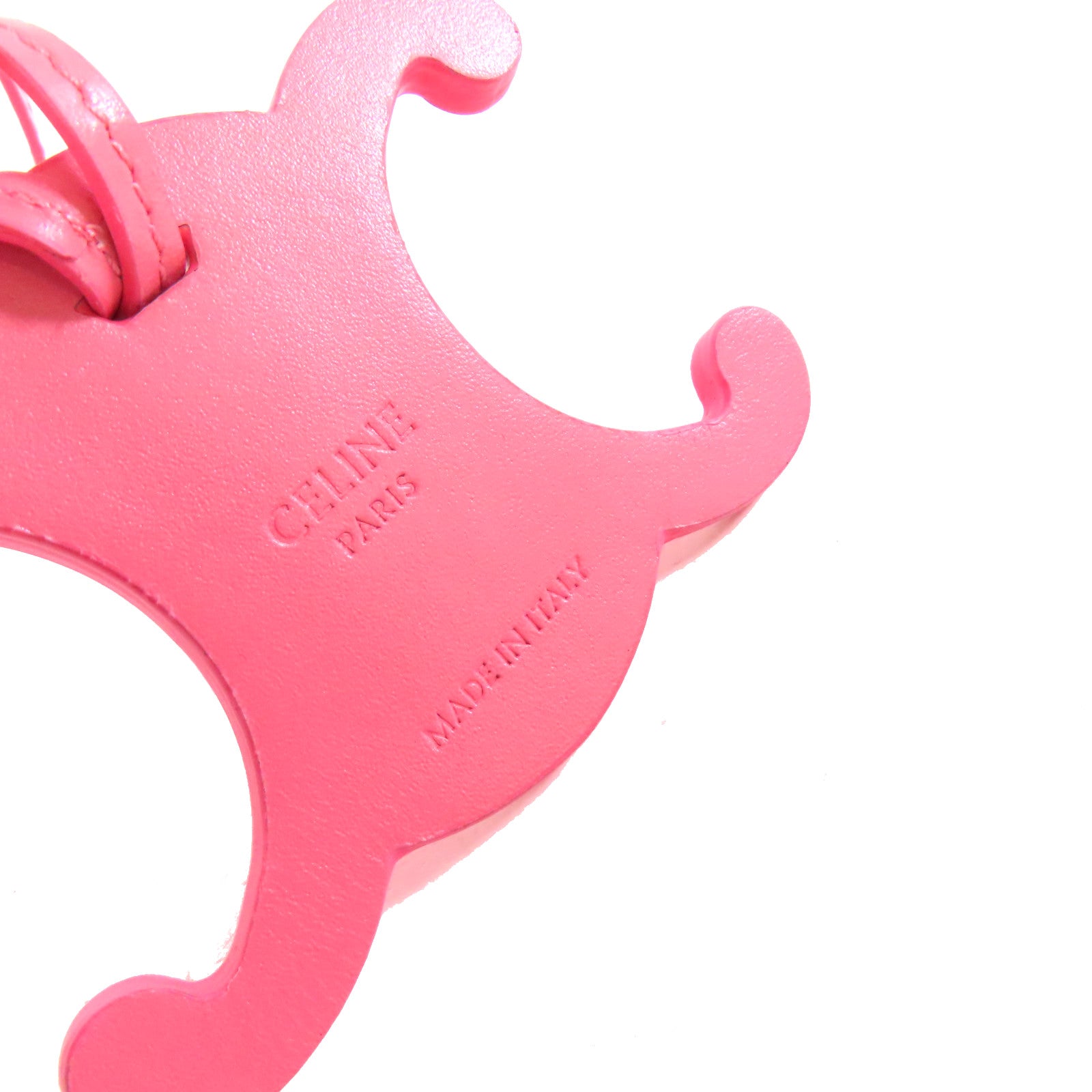 CELINE 牛皮皮革Triomphe Keyring Charm金扣掛飾粉紅色