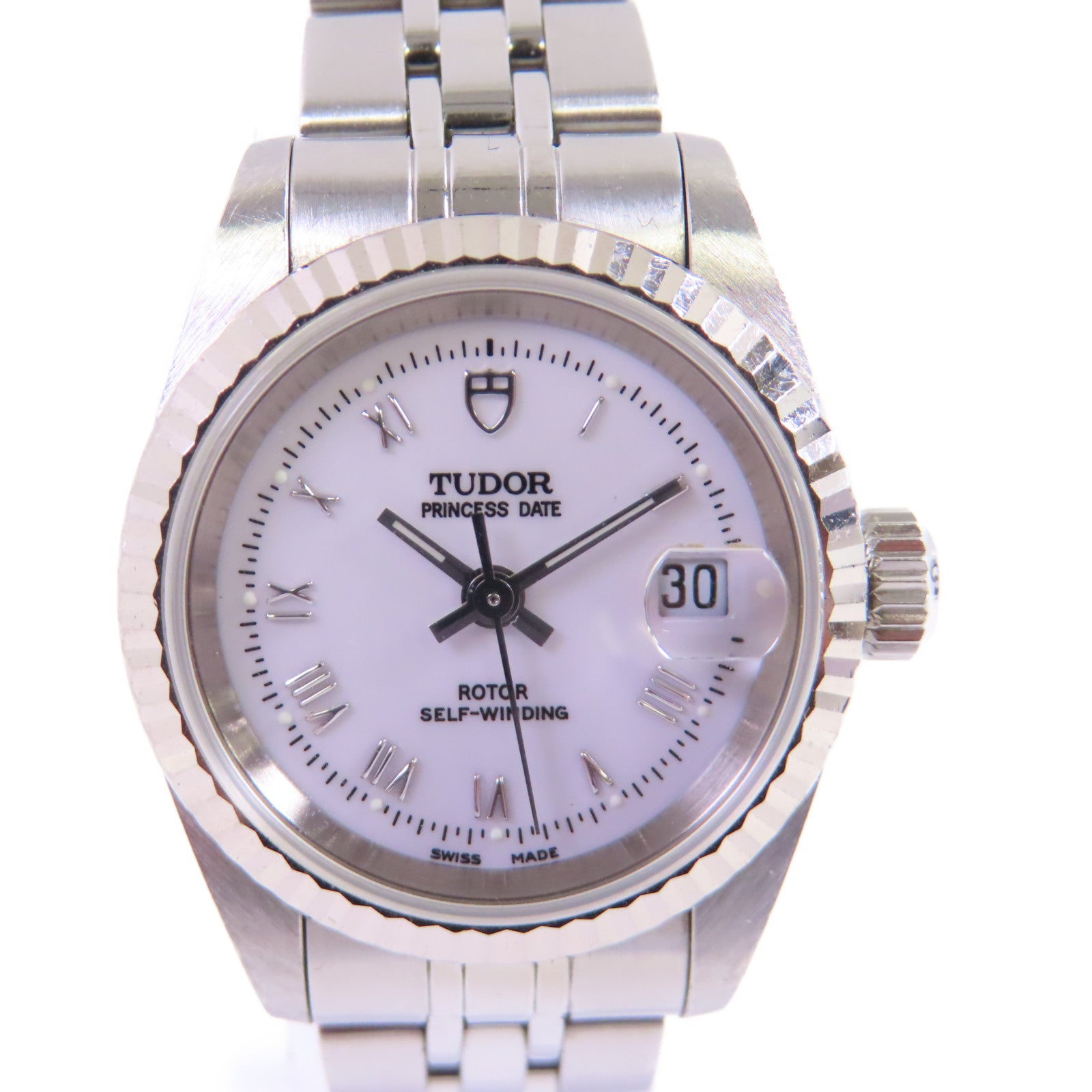 TUDOR Princess Data 26mm Watch不鏽鋼自動機芯手錶白色