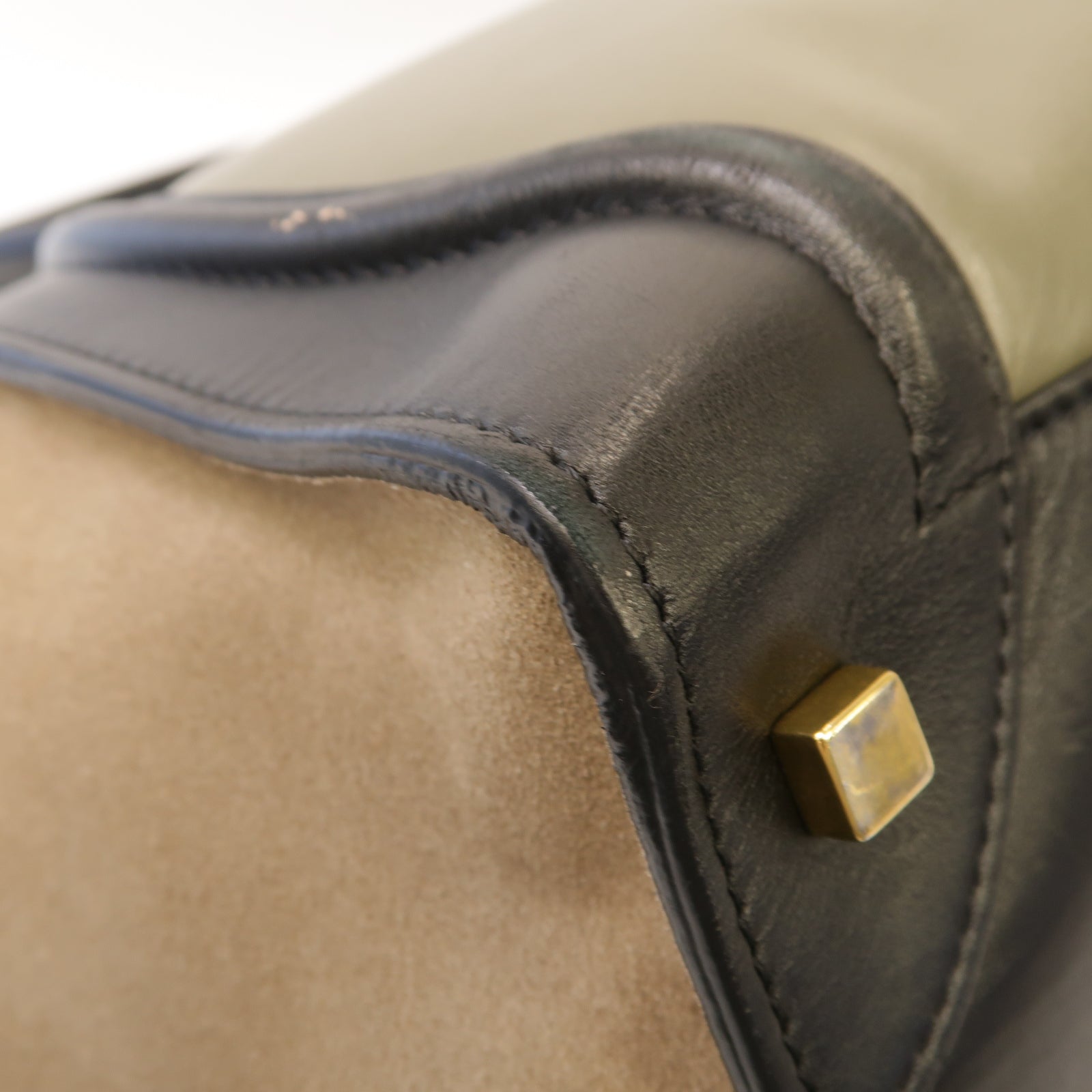 CELINE 牛皮皮革Luggage Bag金扣手挽袋黑色/綠色/灰色