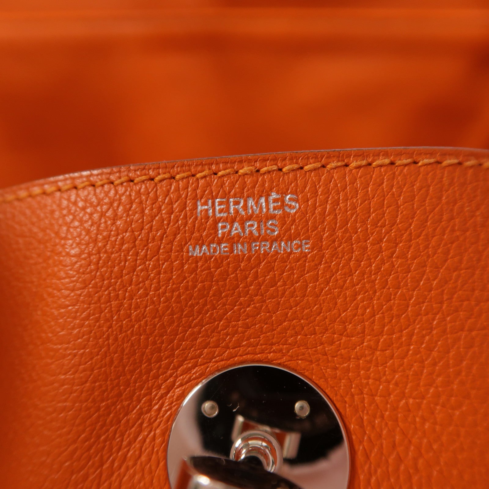 HERMES Clemence皮革Lindy 30銀扣手挽肩背兩用袋Orange