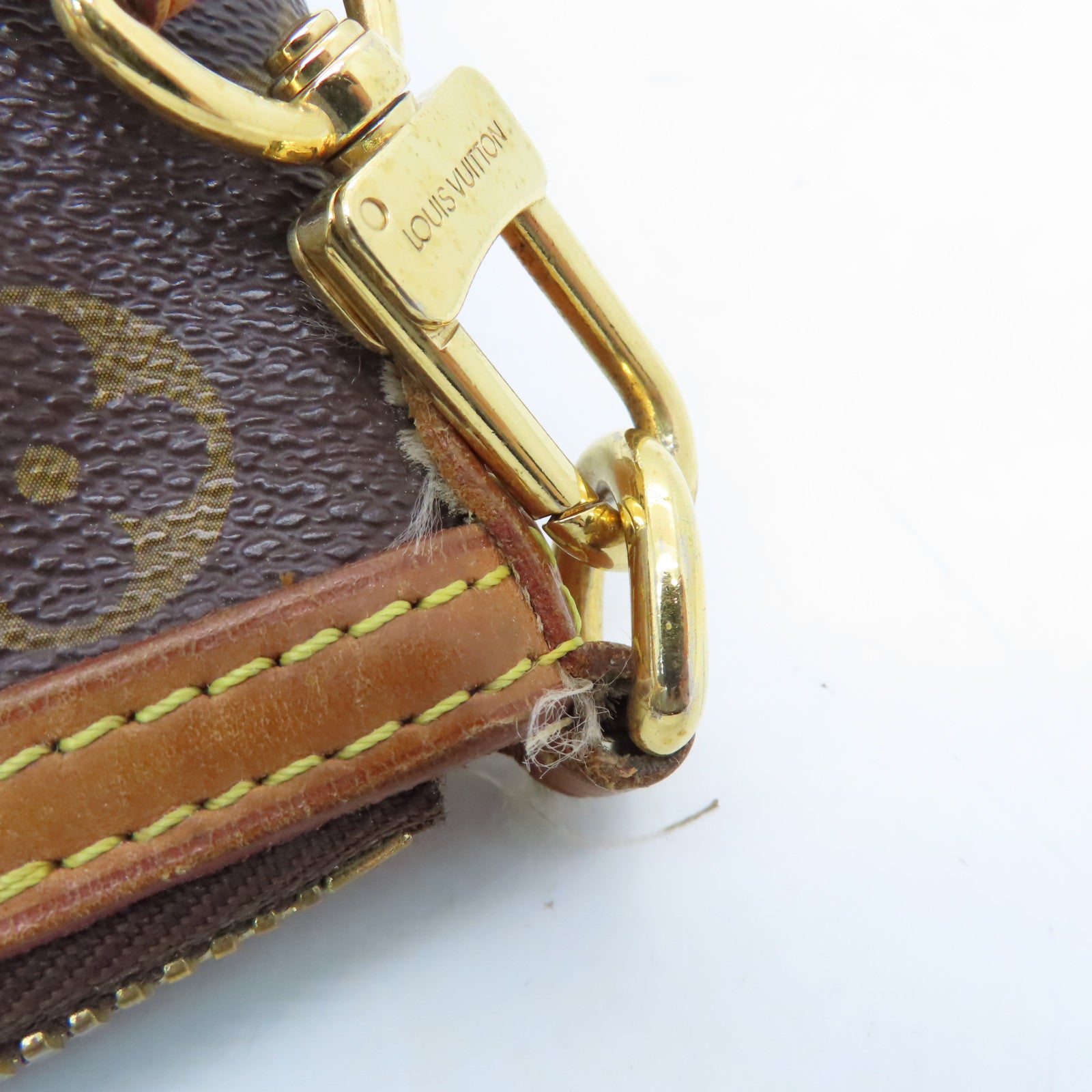 LOUIS VUITTON Monogram Palermo PM gold buckle handle shoulder bag brown
