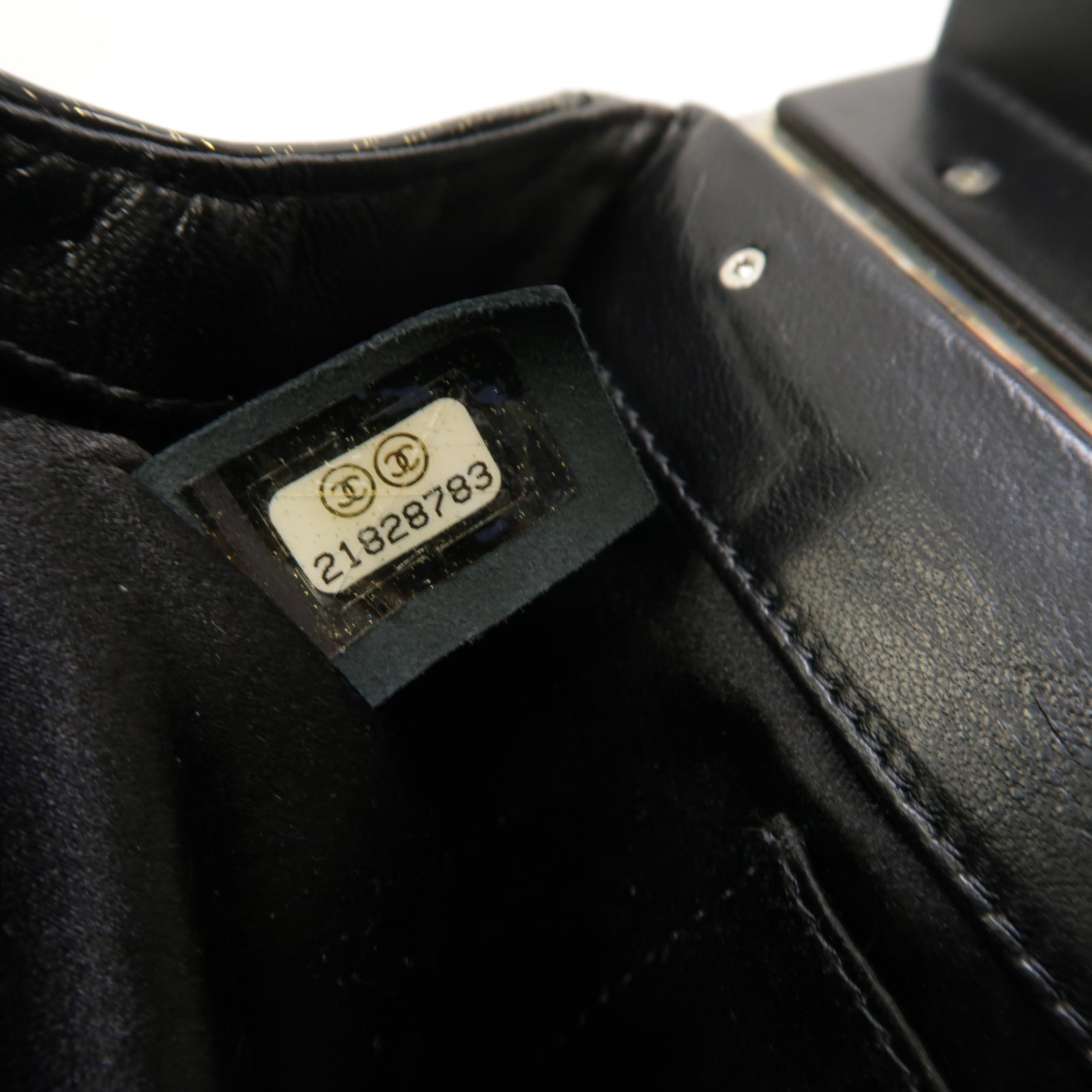 CHANEL 漆皮皮革Clutch Bag銀扣手拿包黑色