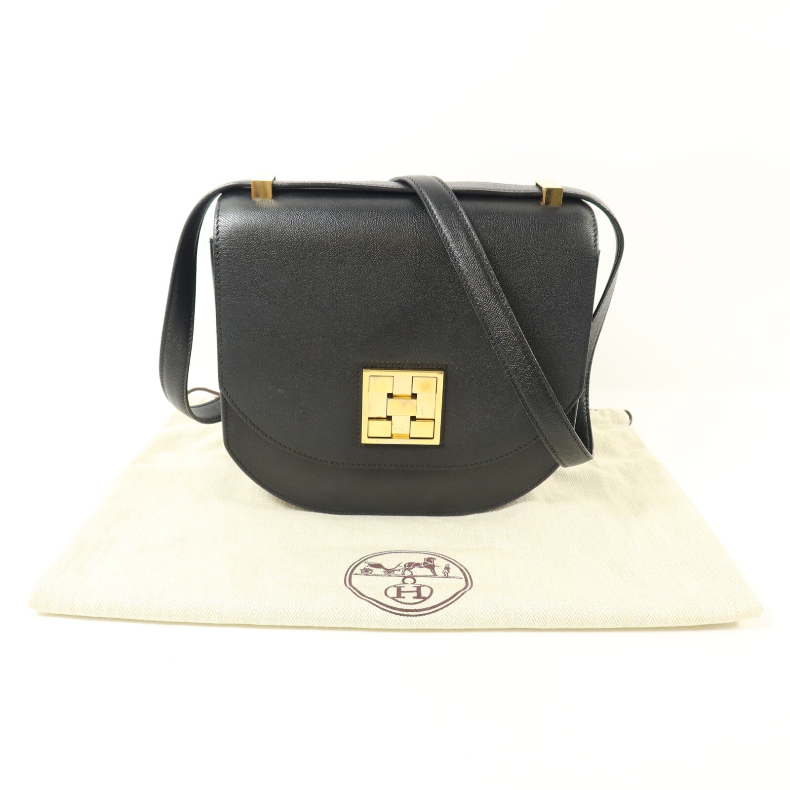 HERMES Epsom皮革Mosaique Au 24-21肩背袋Noir