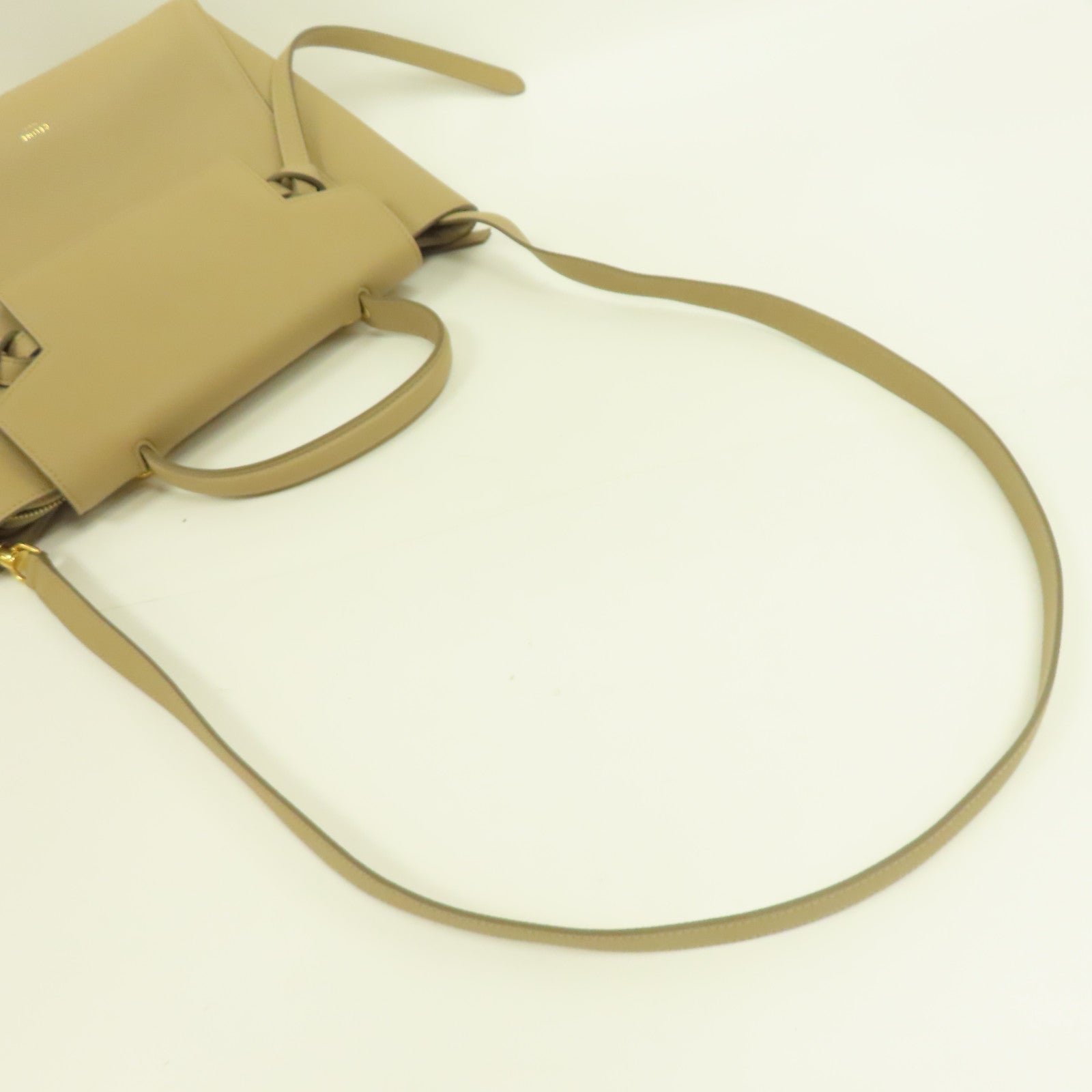 CELINE 牛皮皮革Micro Belt Bag金扣手挽肩背兩用袋米色