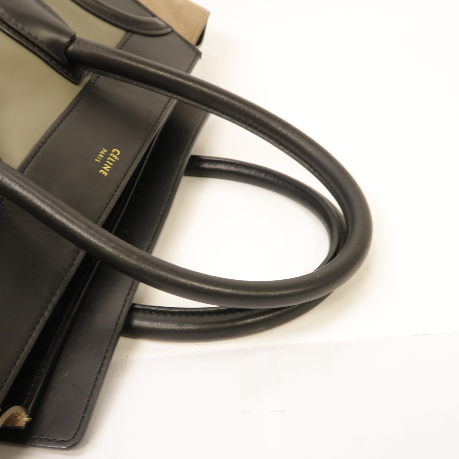 CELINE 牛皮皮革Luggage Bag金扣手挽袋黑色/綠色/灰色