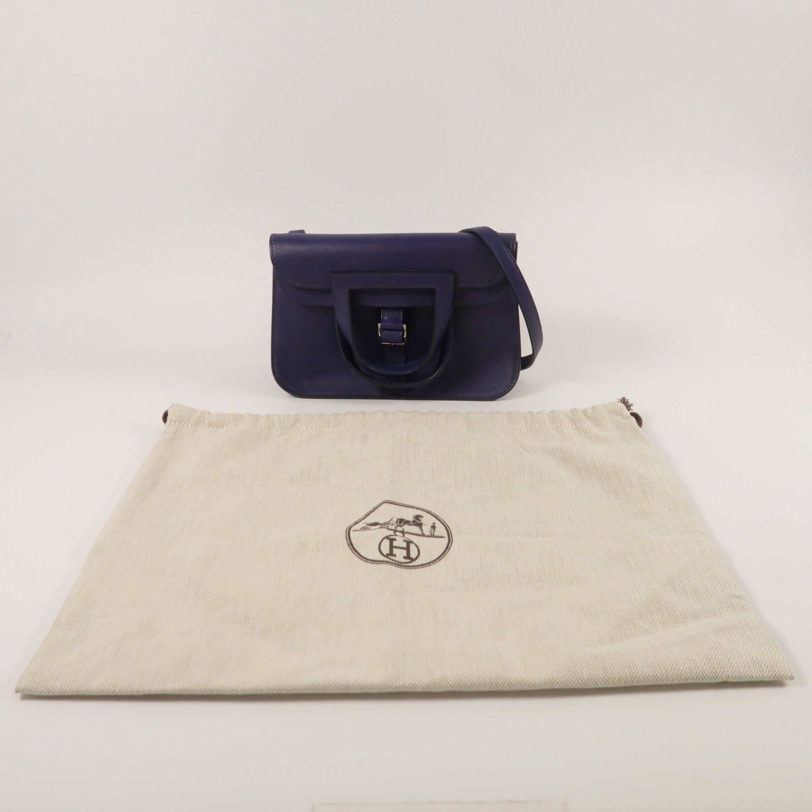 HERMES Swift皮革Mini Halzan手挽肩背兩用袋Bleu Encre