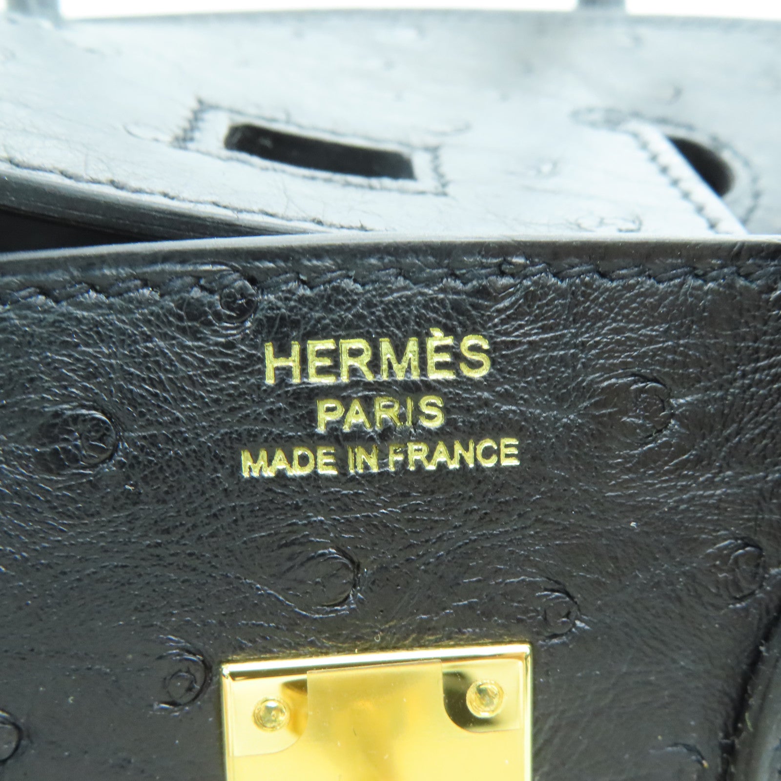 HERMES Ostrich皮革Birkin 25金扣手挽袋Noir/黑色