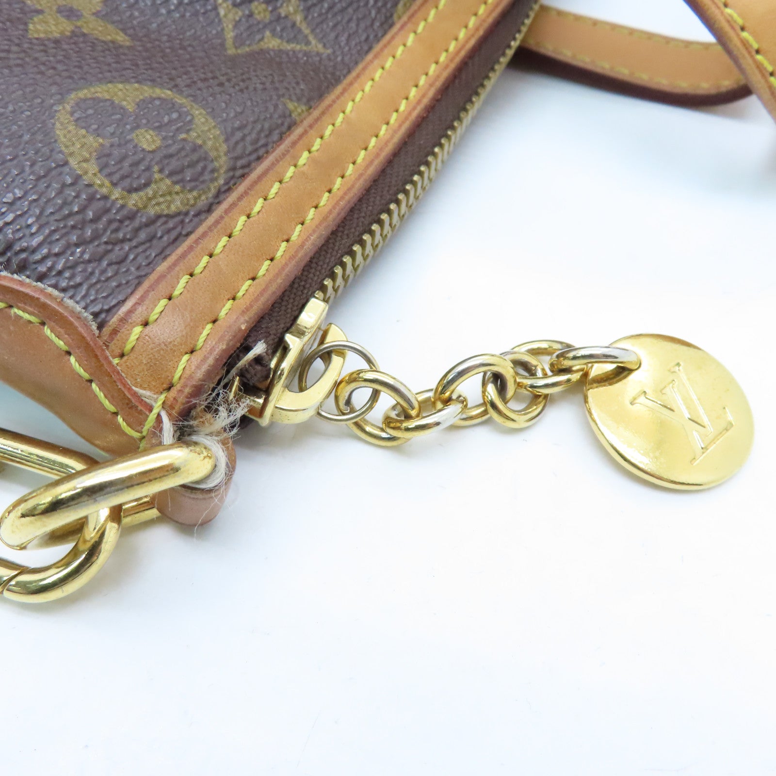 LOUIS VUITTON Monogram Palermo PM gold buckle handle shoulder bag brown