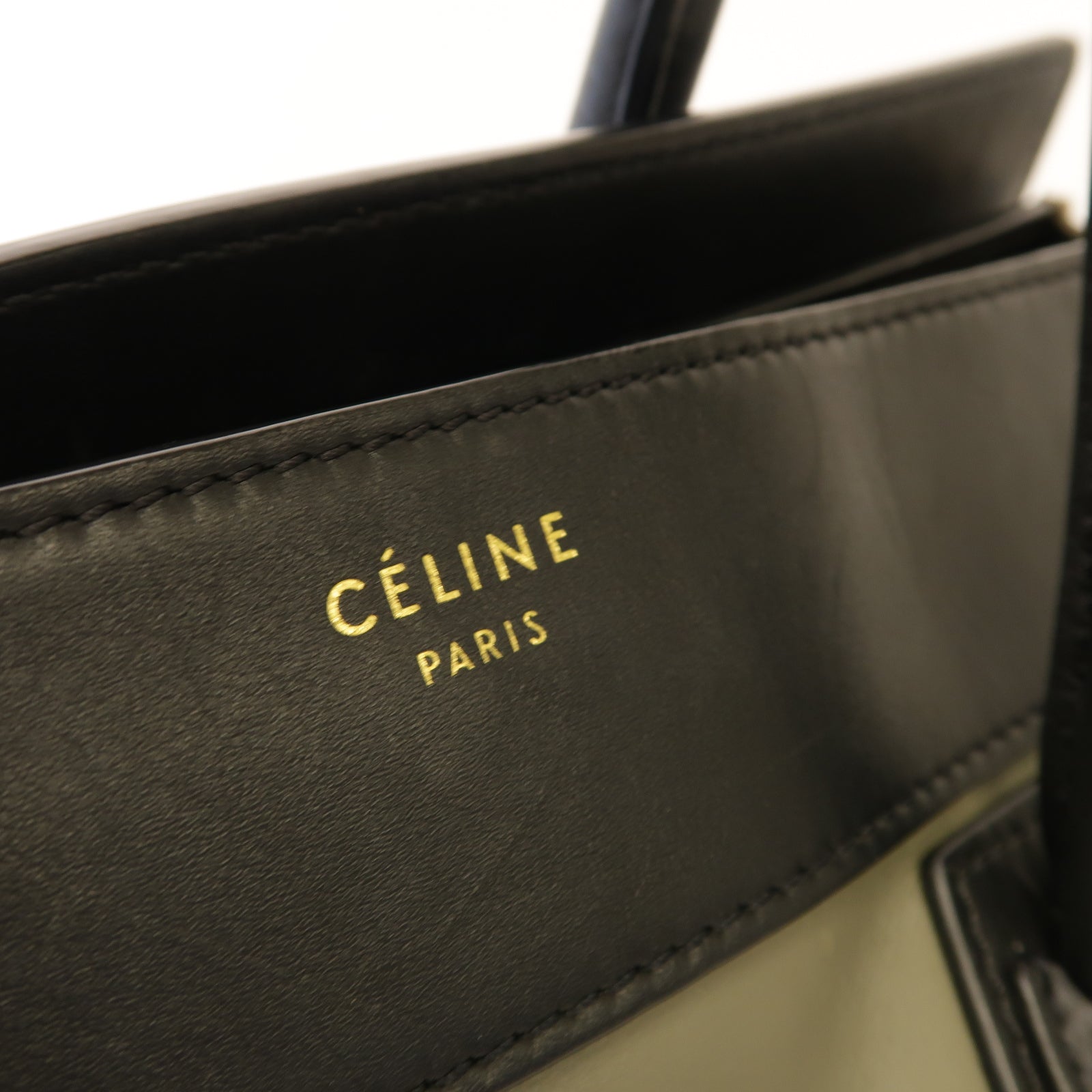 CELINE 牛皮皮革Luggage Bag金扣手挽袋黑色/綠色/灰色
