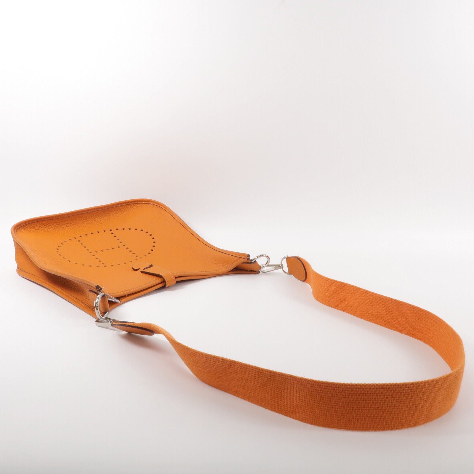 HERMES Clemence皮革Evelyne PM肩背袋Orange