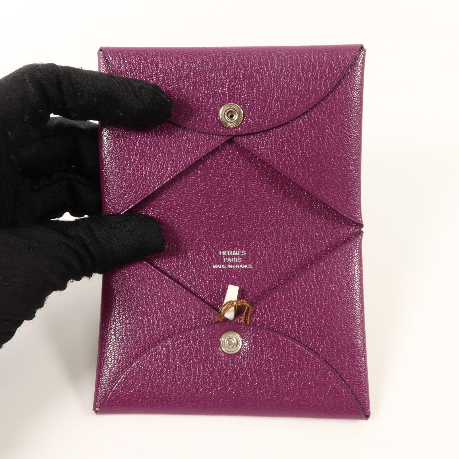 HERMES Chevre皮革Calvi Card Holder卡片套Anemone
