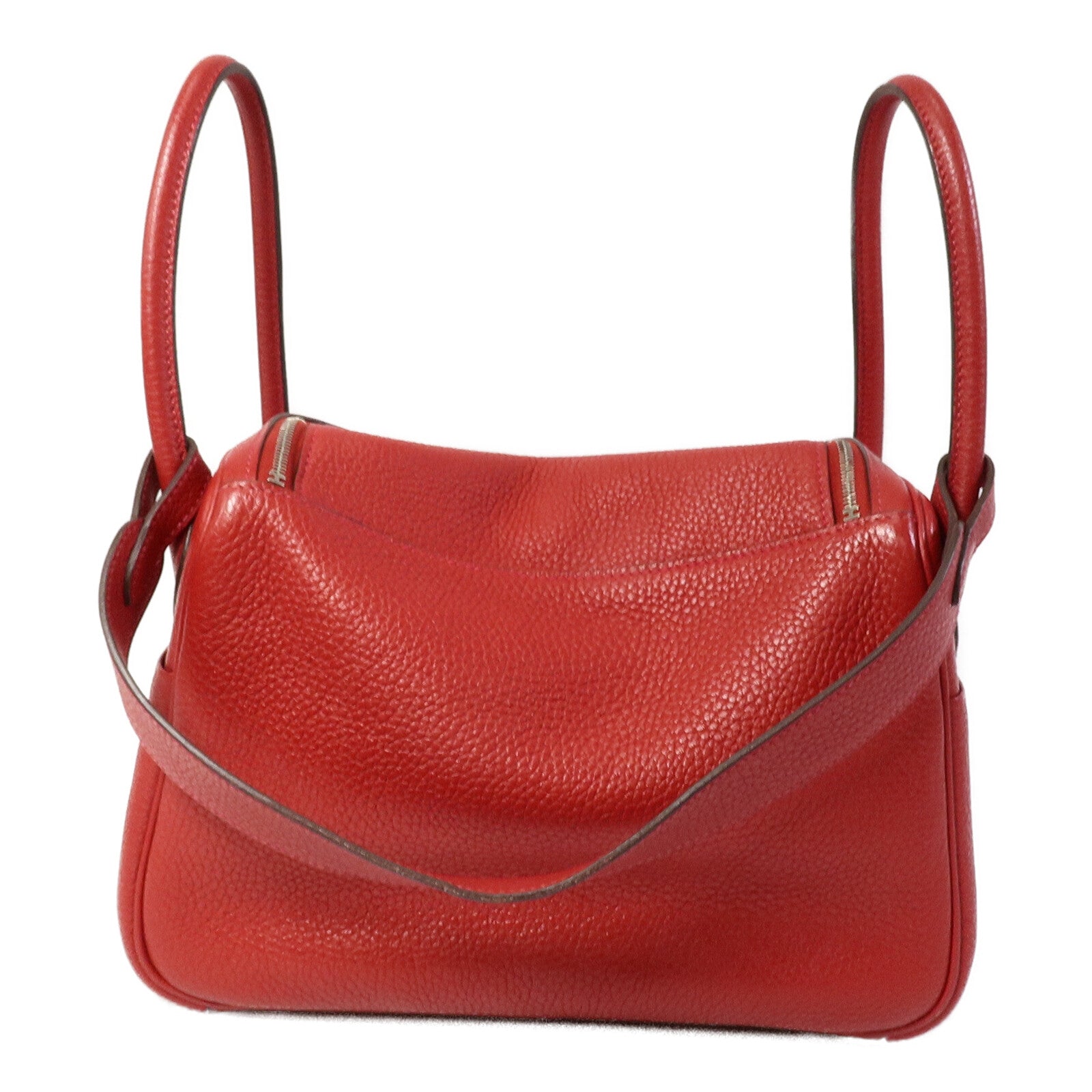 HERMES Clemence皮革Lindy 26手挽肩背兩用袋Rouge Garance