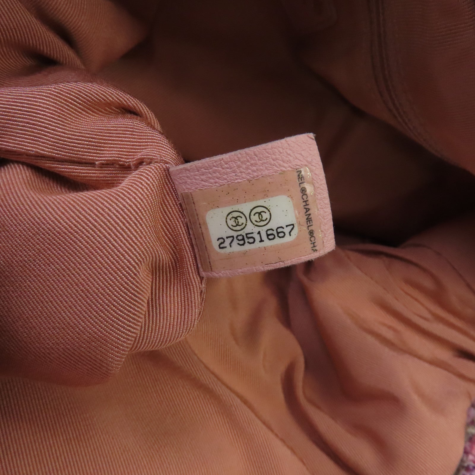 CHANEL 【激減優惠】軟呢Shoulder Bag金扣手挽肩背兩用袋粉紅色/白色