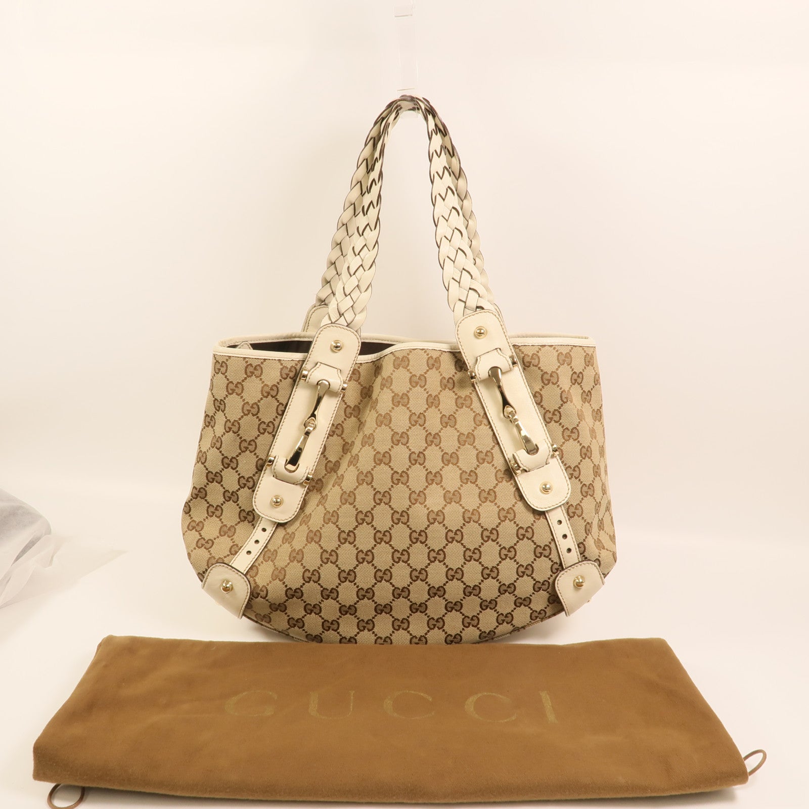 GUCCI 帆布Shoulder Bag金扣肩背袋