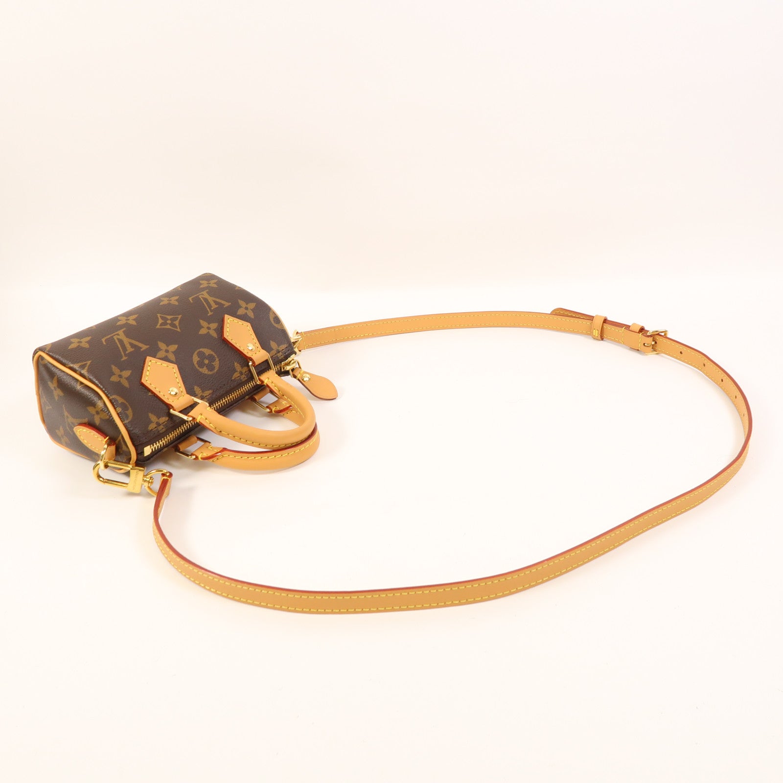 LOUIS VUITTON Monogram Nano Speedy金扣手挽肩背兩用袋