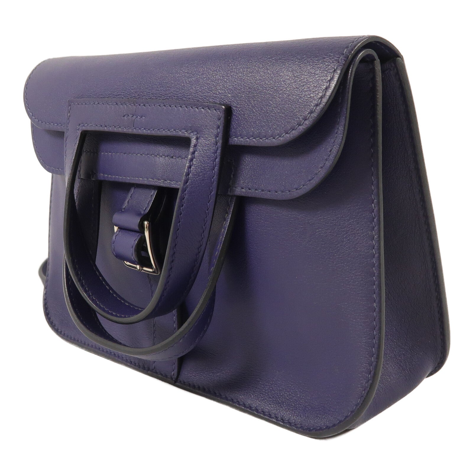 HERMES Swift皮革Mini Halzan手挽肩背兩用袋Bleu Encre
