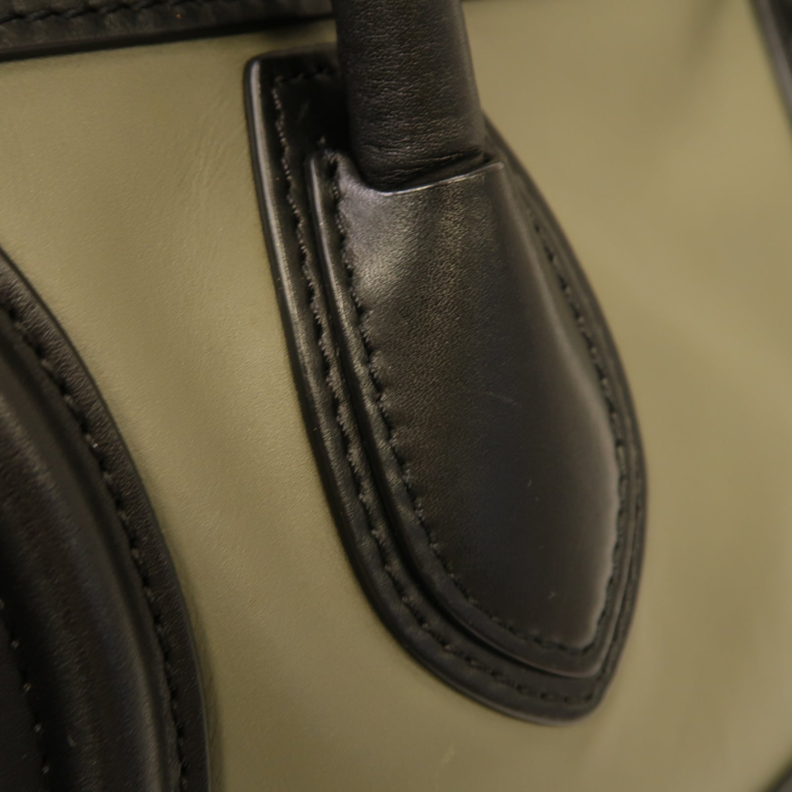 CELINE 牛皮皮革Luggage Bag金扣手挽袋黑色/綠色/灰色