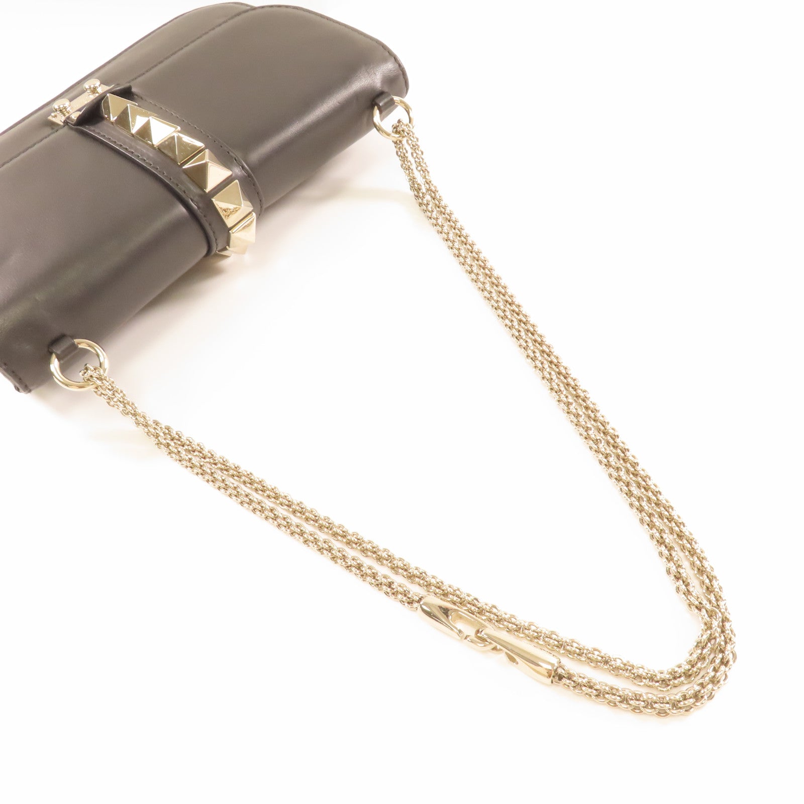 Valentino 牛皮皮革Shoulder Bag金扣肩背袋黑色