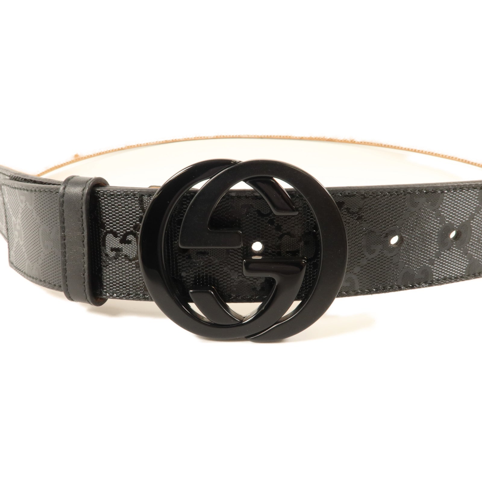 GUCCI 塗層帆布Interlocking G Belt 100x40皮帶