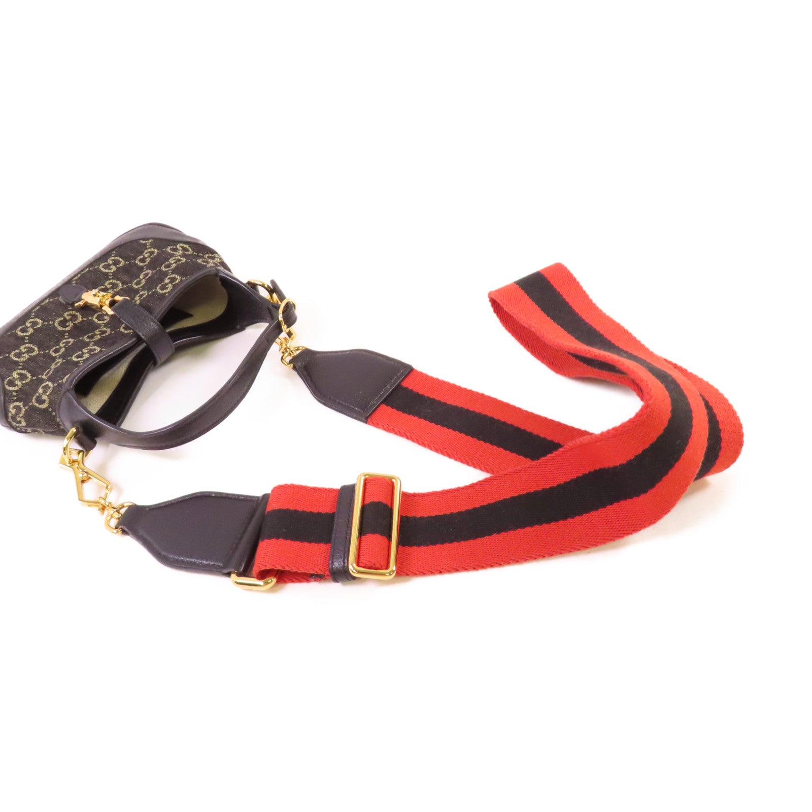 GUCCI GG帆布Jackie 1961 Mini 2Way Shoulder Bag金扣手挽肩背兩用袋黑色