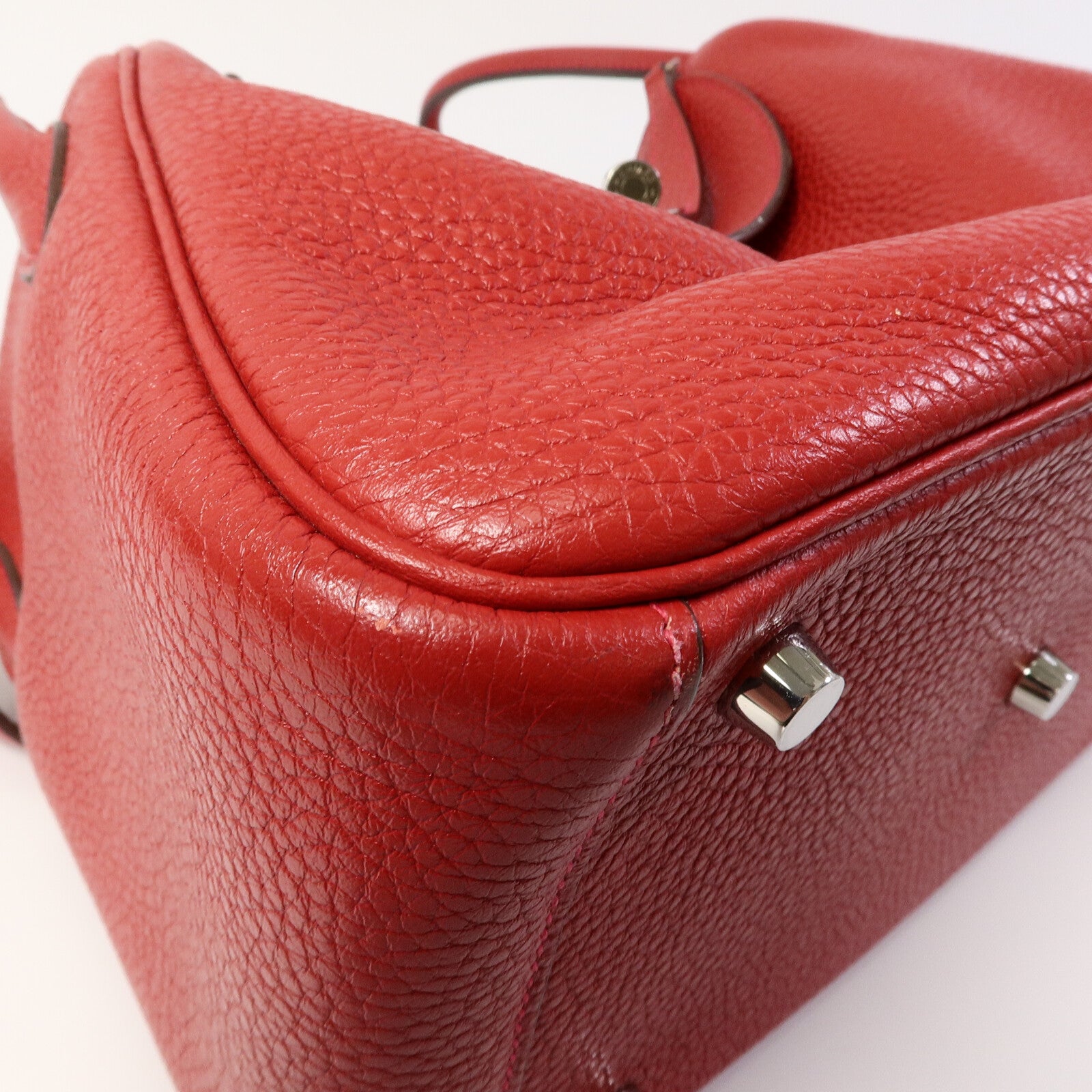 HERMES Clemence皮革Lindy 26手挽肩背兩用袋Rouge Garance