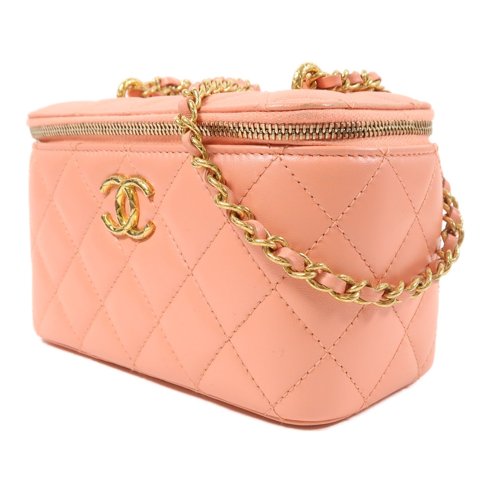CHANEL 羊皮皮革Vanity Case金扣鏈帶肩背袋