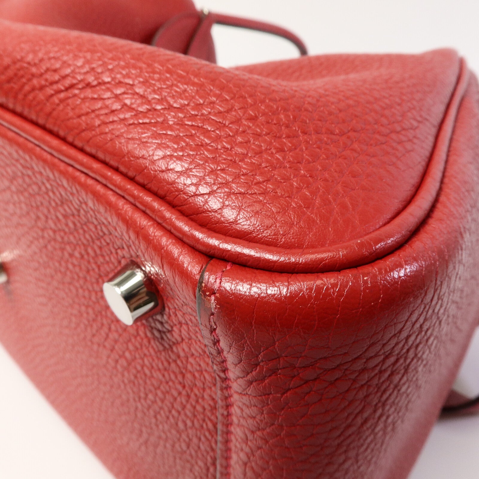 HERMES Clemence皮革Lindy 26手挽肩背兩用袋Rouge Garance