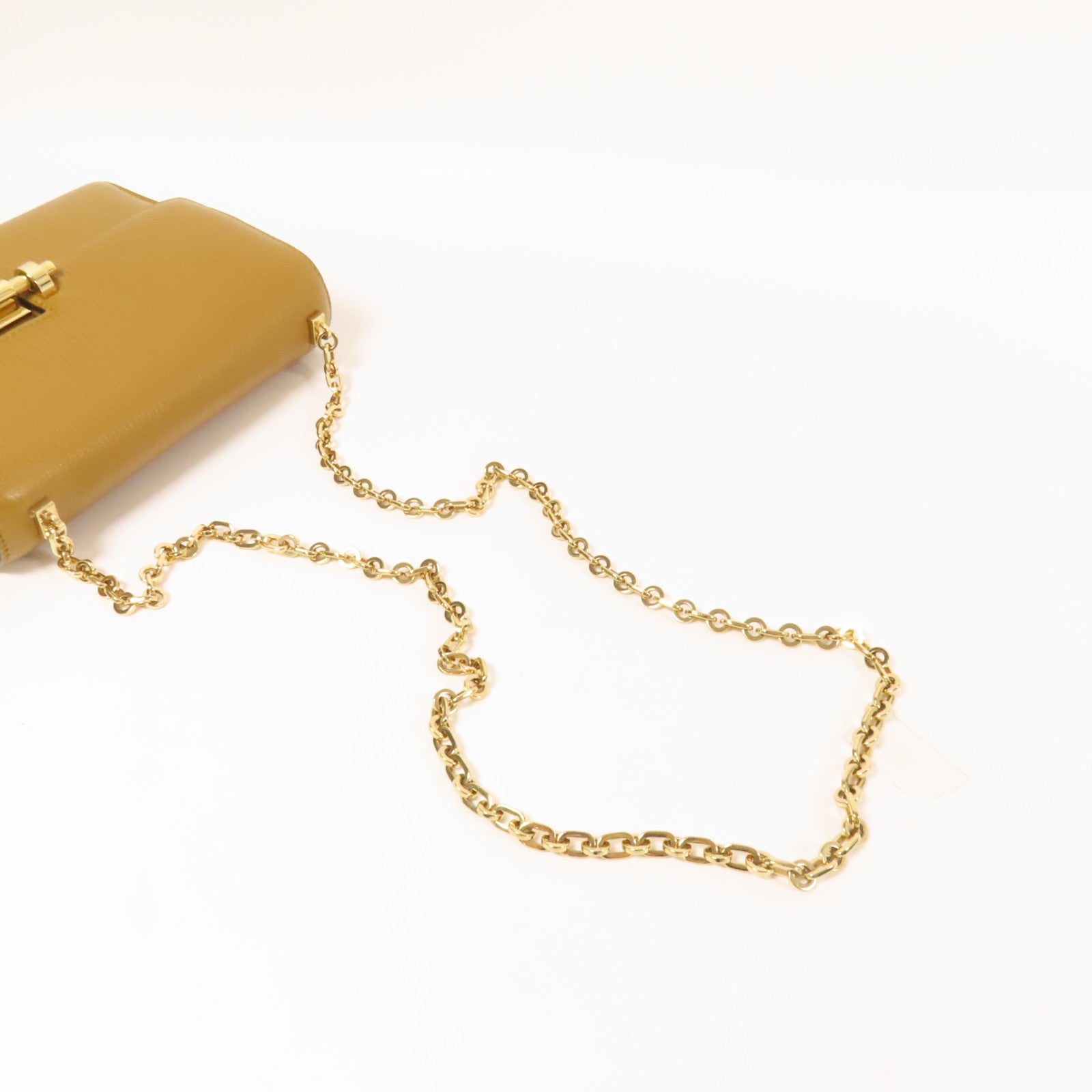 HERMES Chevre皮革Verrou Mini金扣鏈帶肩背袋Sesame