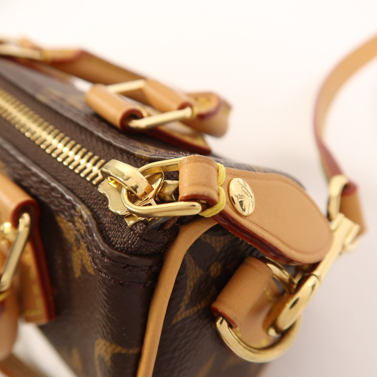 LOUIS VUITTON Monogram Nano Speedy金扣手挽肩背兩用袋