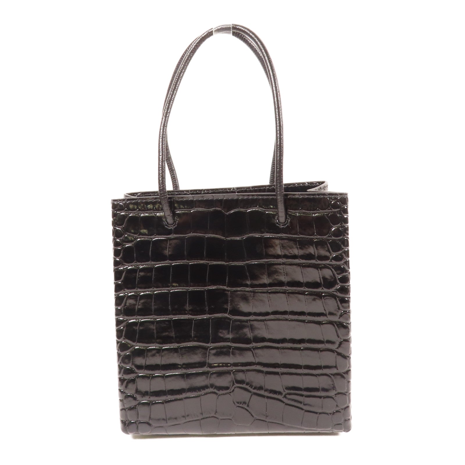 BALENCIAGA 牛皮皮革XXS Tote Bag銀扣手挽肩背兩用袋黑色