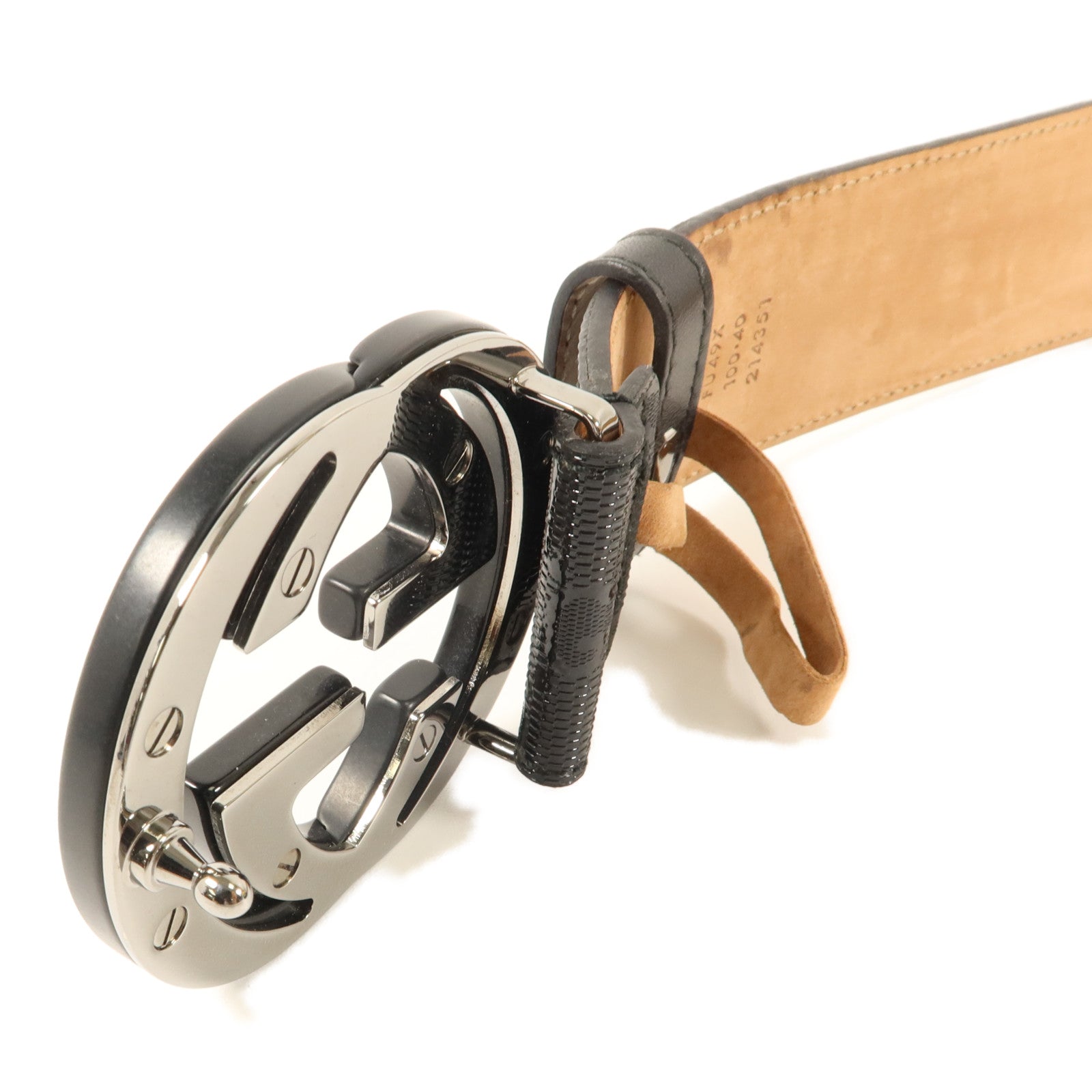 GUCCI 塗層帆布Interlocking G Belt 100x40皮帶
