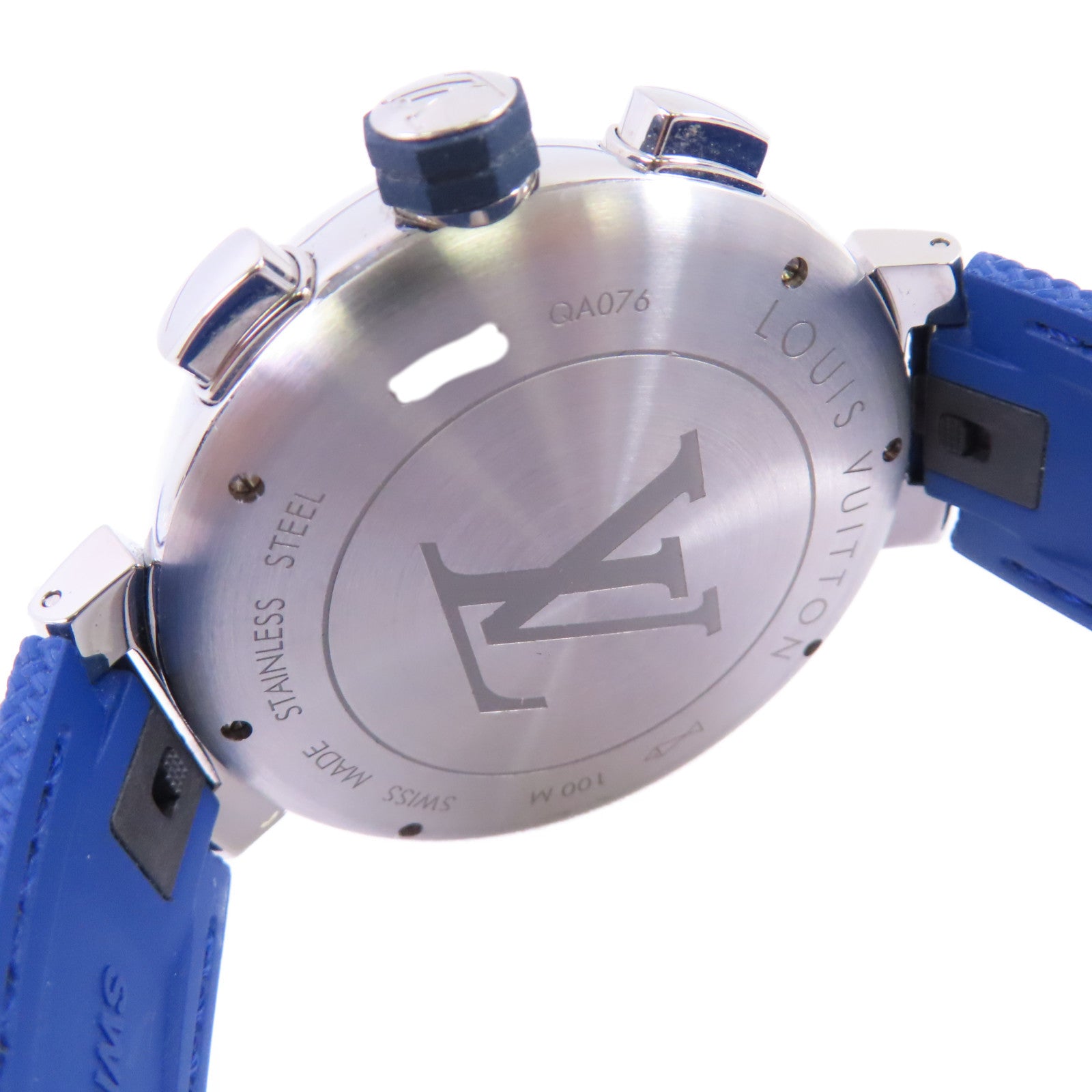 LOUIS VUITTON Tambour Dimier Cobalt Watch不鏽鋼/橡巾帶自動機芯手錶藍色